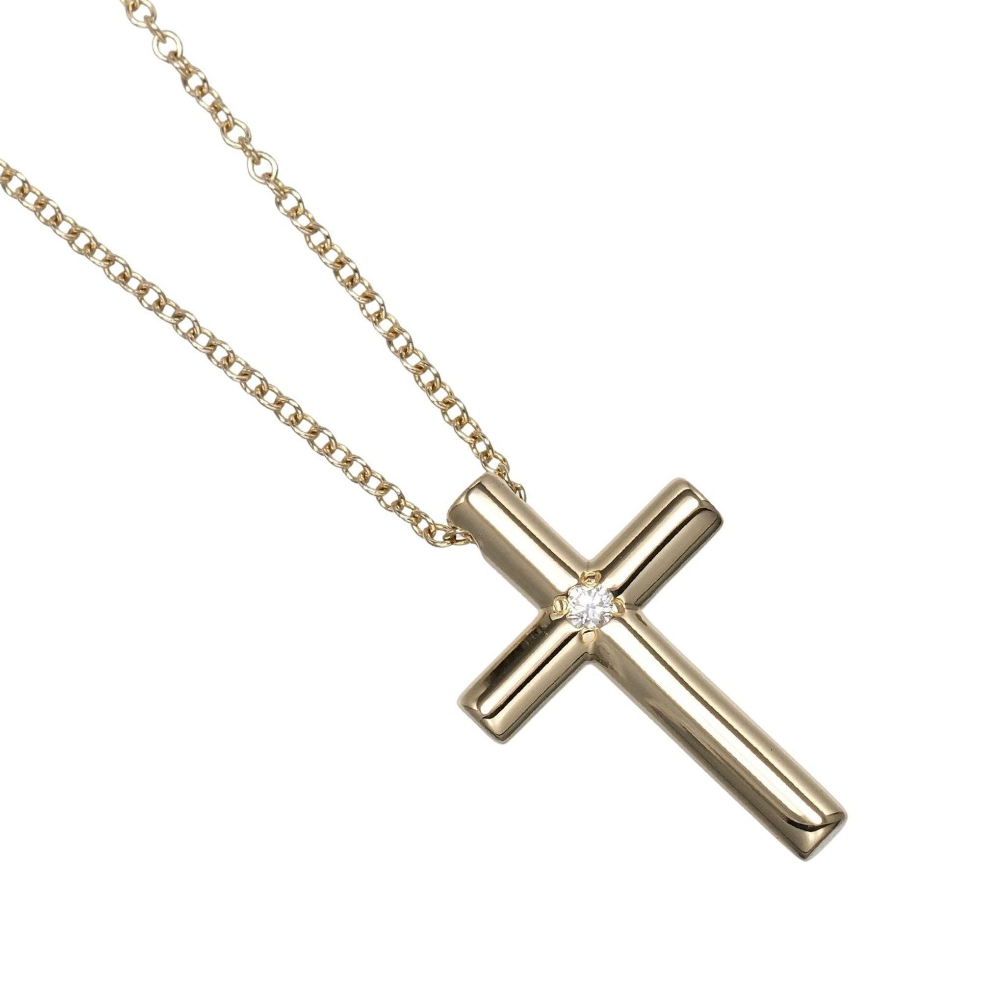 Tiffany Cross Necklace 18KYG Yellow Gold Diamond
