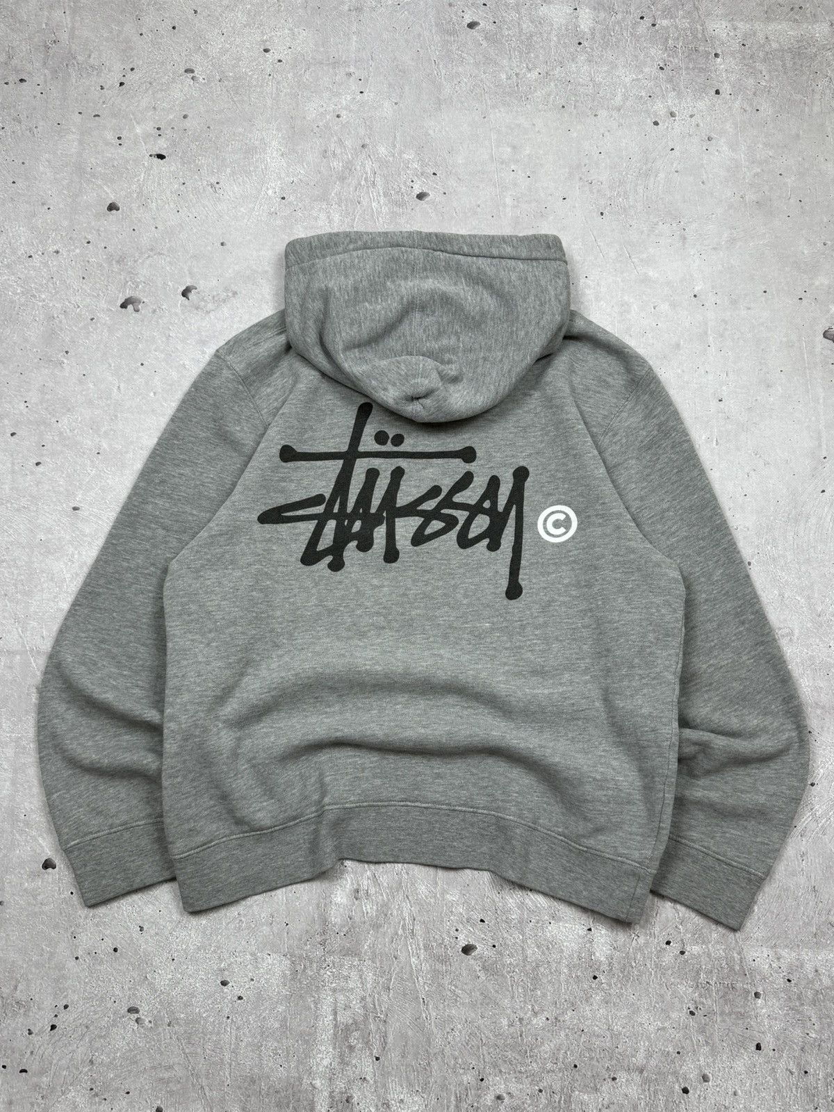 Stussy Hoodie Grey Large Logo Vintage Stussy Hoodie Made In USA
