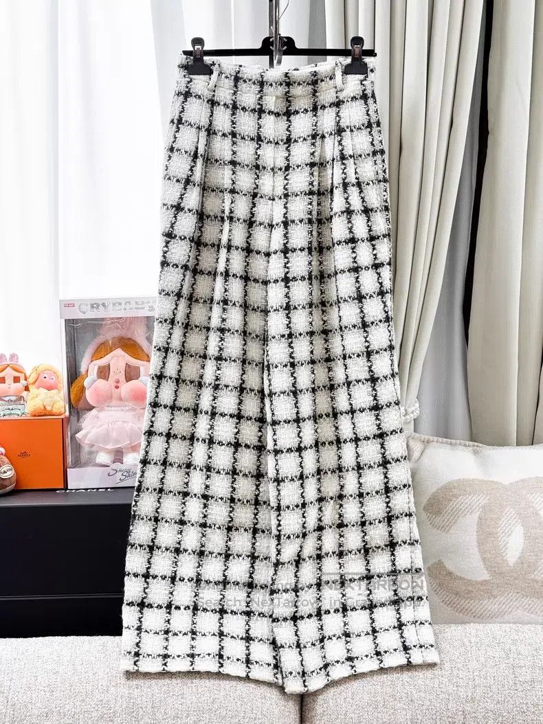 Chanel Chanel Plaid tweed wide-leg trousers Size 25" / US 0 / IT 36 - 2 Thumbnail
