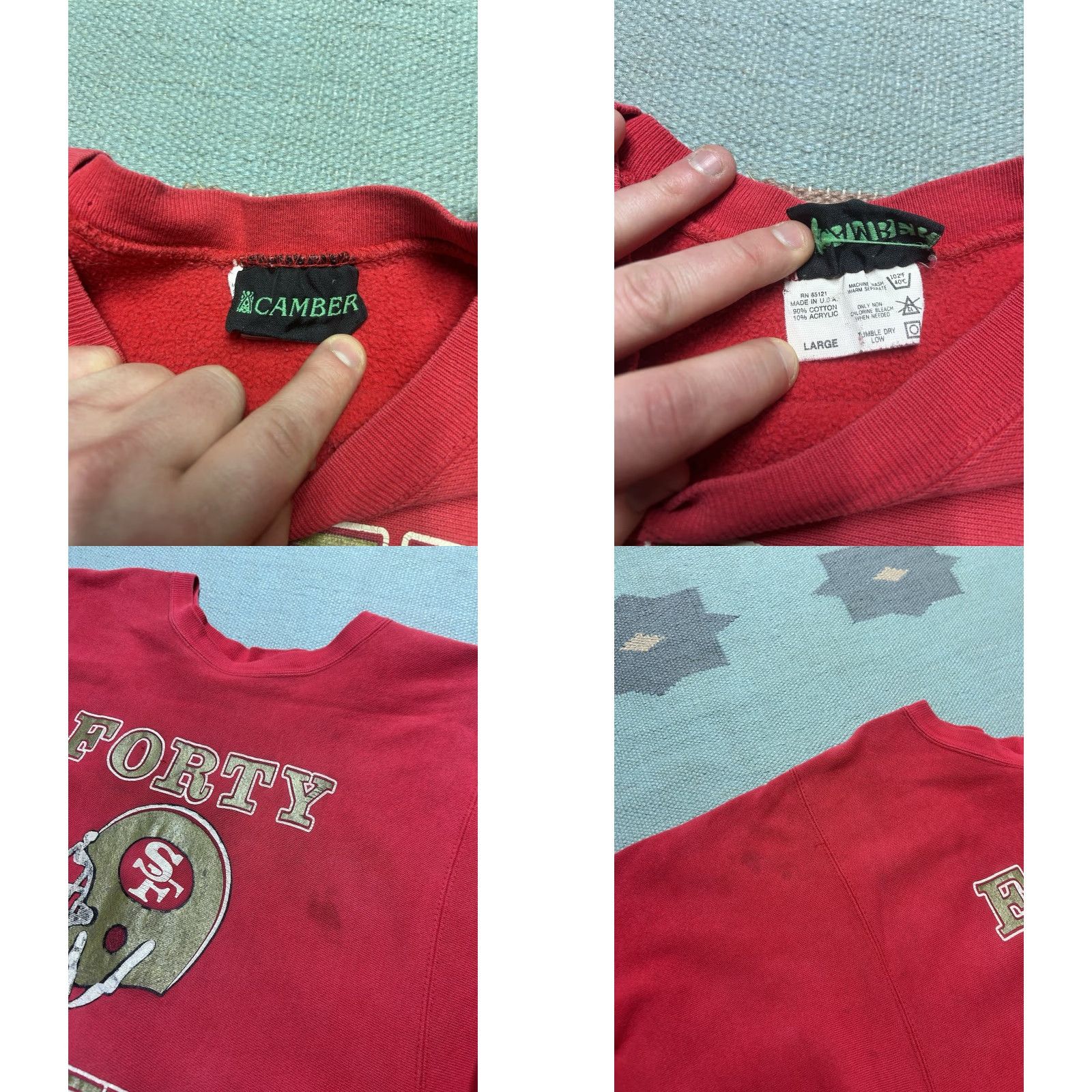 Vintage VINTAGE Camber Sweatshirt San Francisco 49ers Helmet Distressed Large Crewneck Men Red L Size US L / EU 52-54 / 3 - 8 Thumbnail