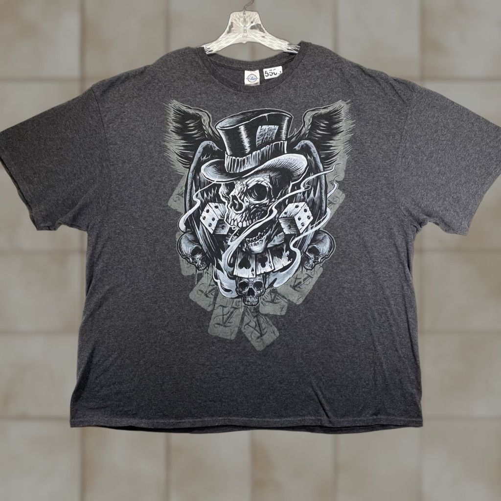 Vintage VINTAGE Skull Dice Station T-Shirt Men 3XL Gray Graphic Print Gambler Gothic Top Hat 60s 70s 80s 90s dx Size US XXL / EU 58 / 5 - 1 Thumbnail
