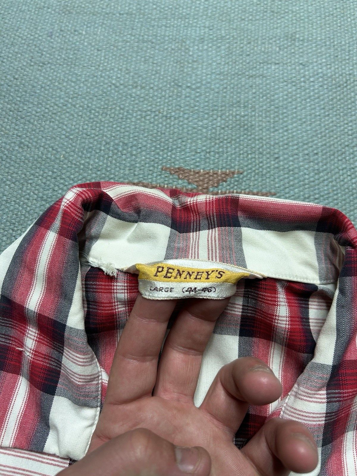 Vintage Vtg 50s Penney’s cotton jacket zip shadow plaid rockabilly L Size US L / EU 52-54 / 3 - 7 Thumbnail