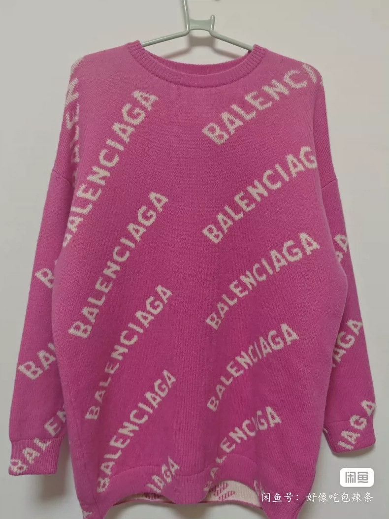 Balenciaga Balenciaga Pink Barrage Printed Logo Sweater Size US S / EU 44-46 / 1 - 1 Thumbnail