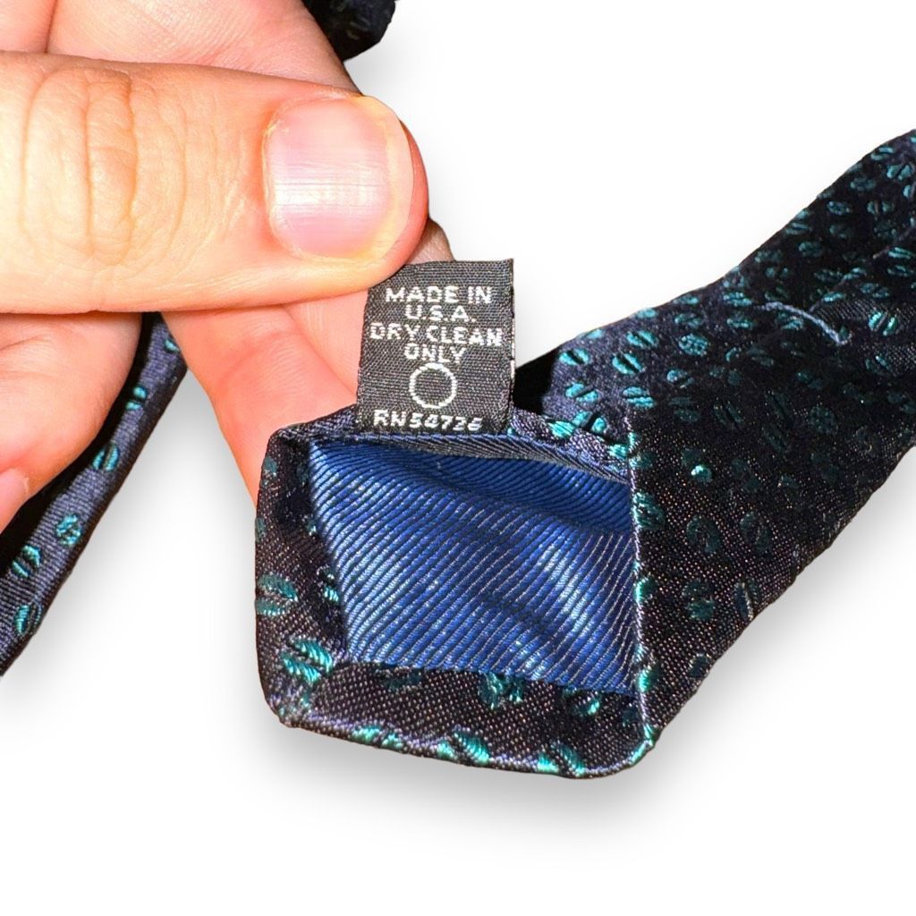 Tom James Tom James Navy & Teal Coffee Bean Made in USA Silk Tie Size ONE SIZE - 6 Thumbnail