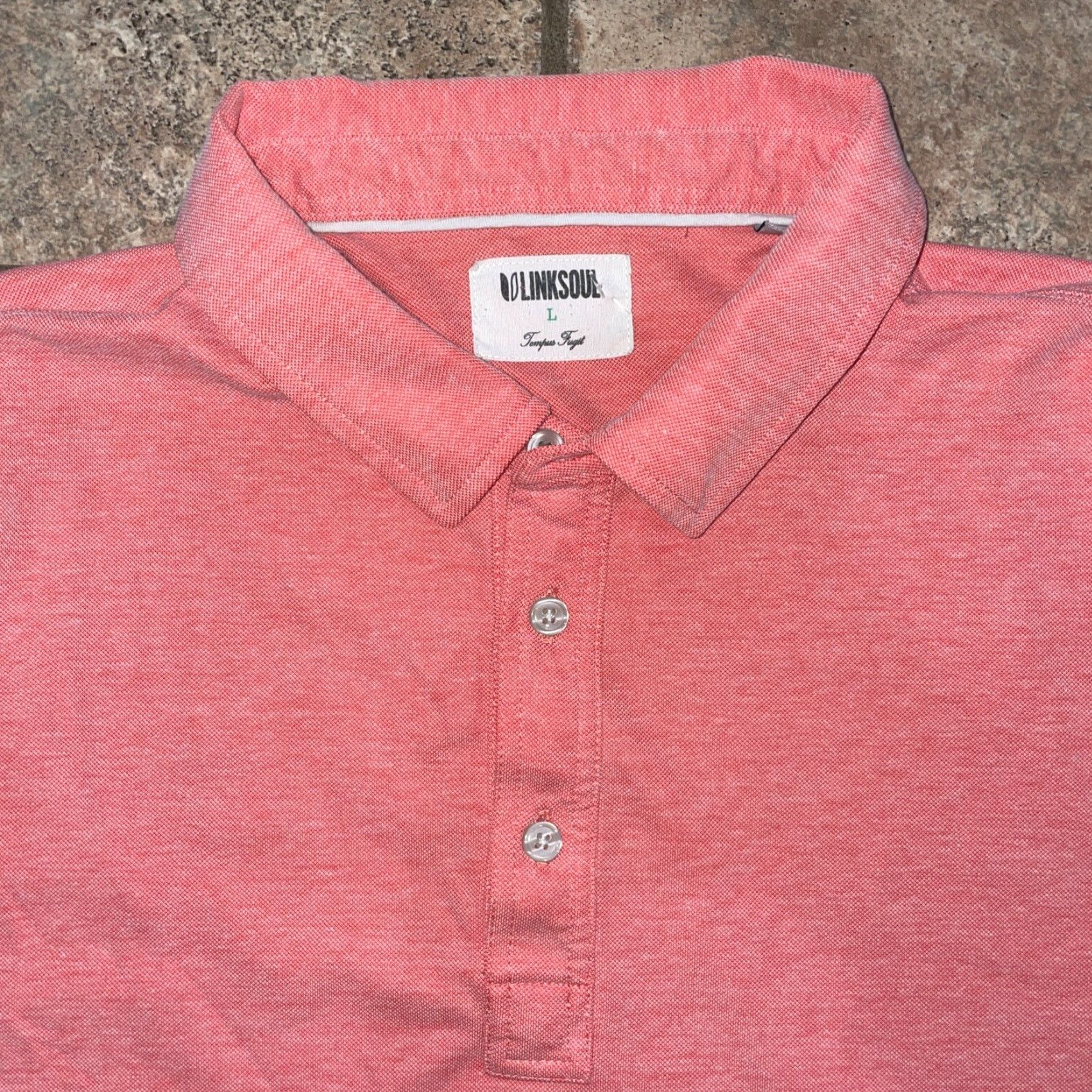 Vintage VINTAGE Linksoul Tempus Fugit Polo Shirt Men’s Large Pink Size US L / EU 52-54 / 3 - 2 Thumbnail