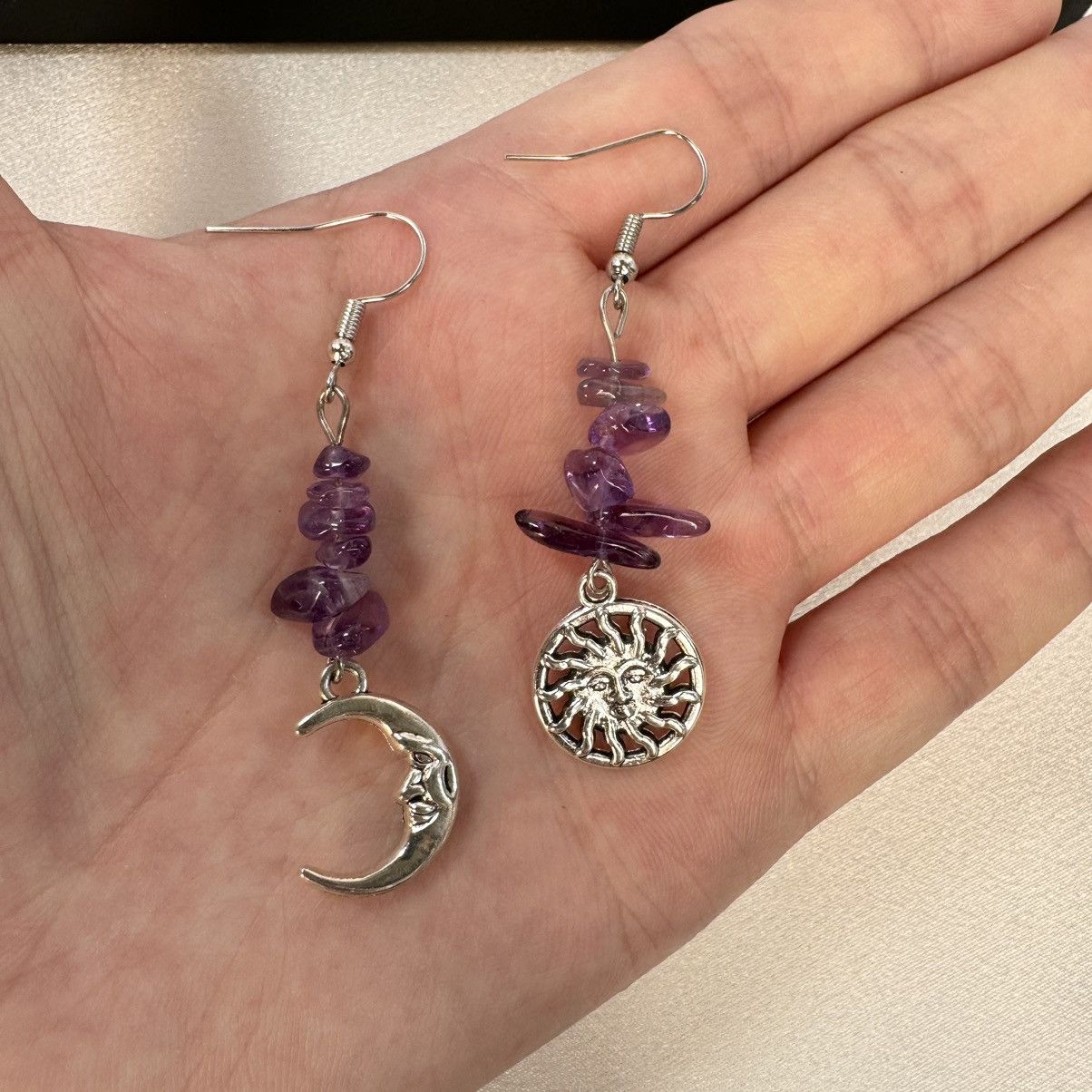 Other Asymmetry Moon Sun Dangle Drop Earrings for Women Size ONE SIZE - 4 Thumbnail
