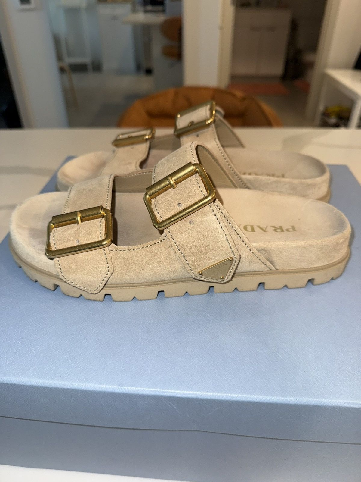 Prada Prada Suede Buckle Sandals Size US 8.5 / IT 38.5 - 9 Thumbnail