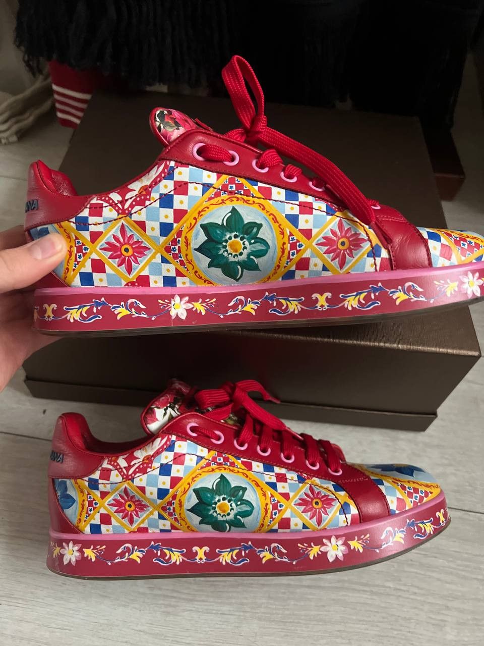 Dolce & Gabbana Dolce & Gabbana Carretto Print Portofino Sneakers Size US 10 / IT 40 - 4 Thumbnail