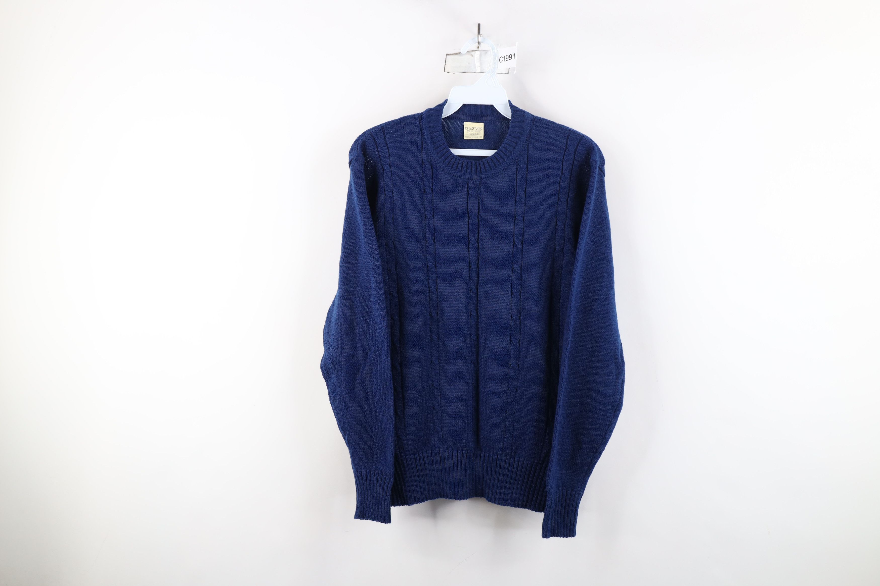 Vintage Vintage 70s Streetwear Chunky Cable Knit Crewneck Sweater Size L / US 10 / IT 46 - 1 Thumbnail
