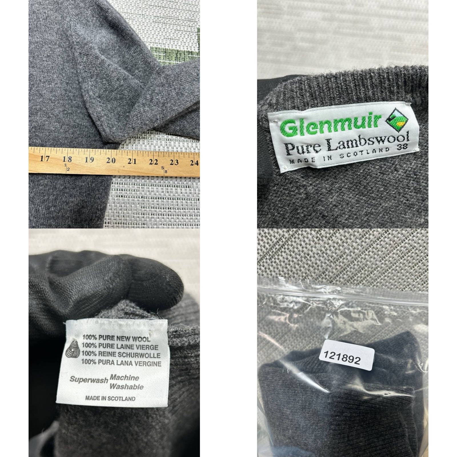 Vintage Glenmuir Golf Sweater Mens 38 Gray Wool Knit Pullover V-Neck Ribbed Trim Casual Outdoor 90s? Size US M / EU 48-50 / 2 - 8 Thumbnail