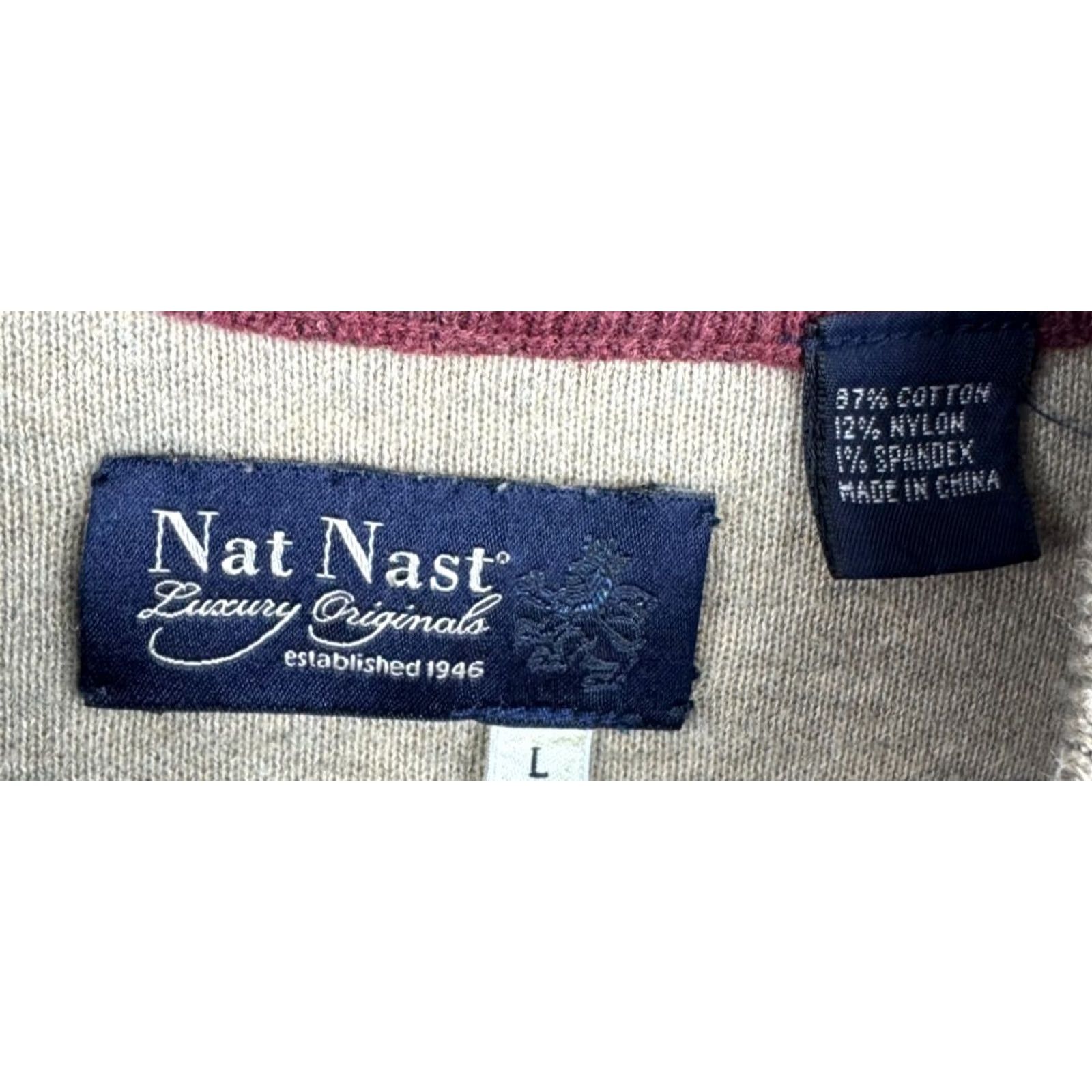 Nat Nast Nat Nast Cardigan Sweater Mens Large Full Zip Luxury Cassis Cement Burgundy L/S Size US L / EU 52-54 / 3 - 2 Thumbnail