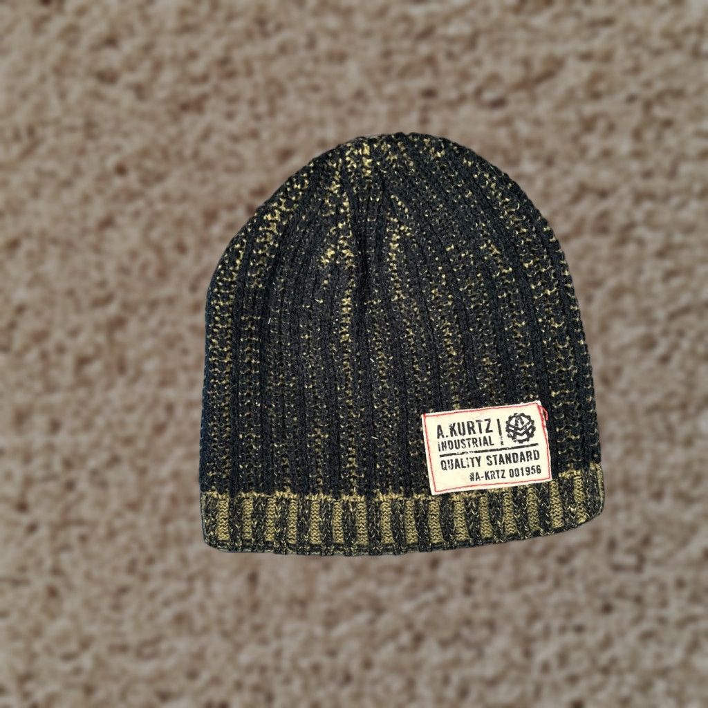 Vintage Kurtz Beanie Toque Adult One Size Black Beige Knit 100% Acrylic Ski Winter Size ONE SIZE - 1 Thumbnail