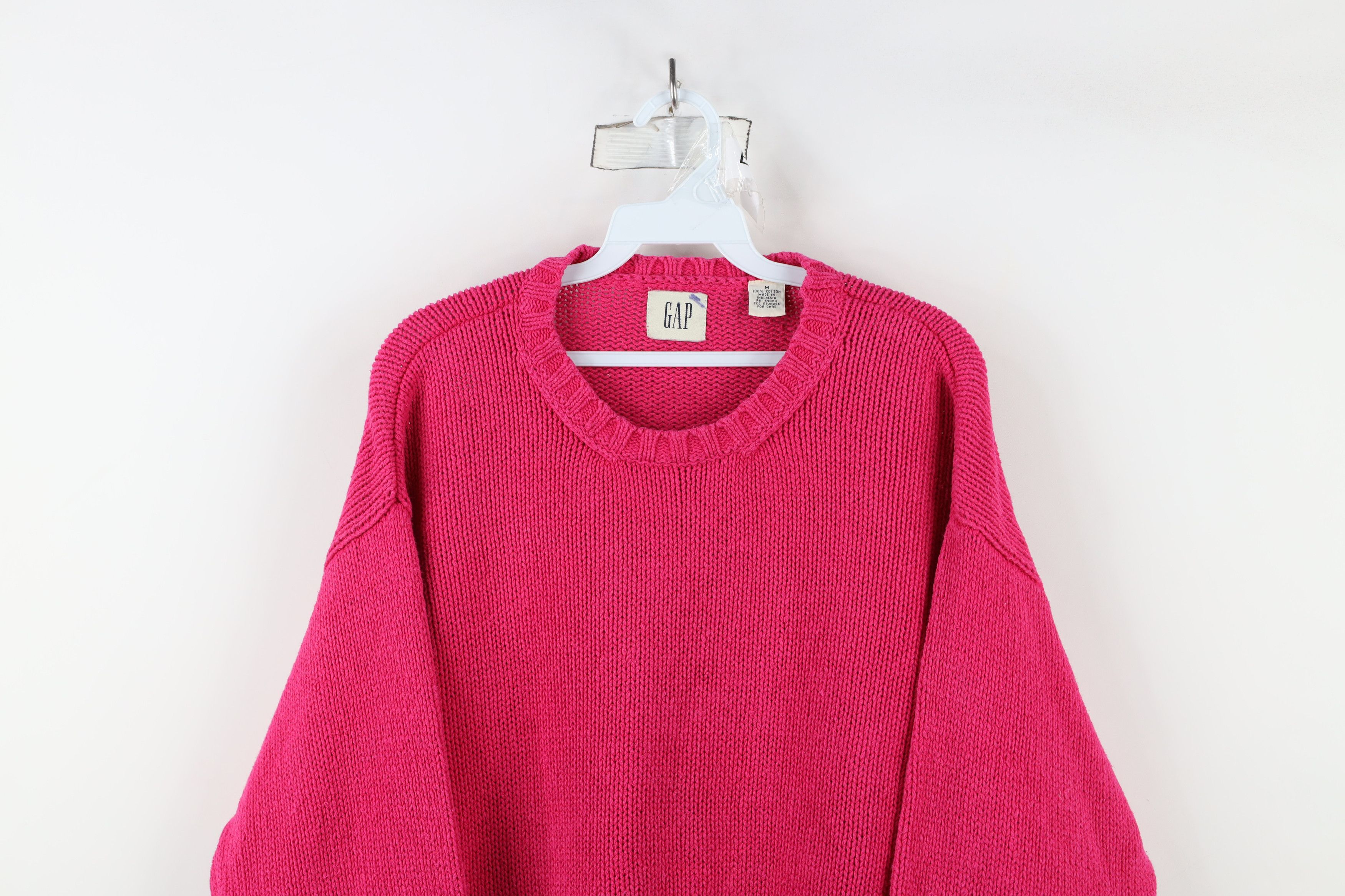Gap × Vintage Vintage 90s Gap Heavy Cotton Knit Crewneck Sweater Pink Size US M / EU 48-50 / 2 - 2 Thumbnail