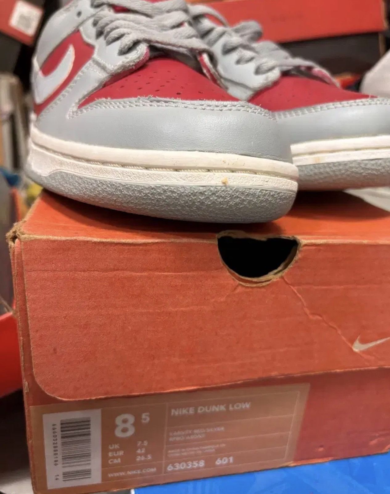 Nike Nike Dunk Low Grey Red 1999 OG Deadstock tokyo only Size US 8.5 / EU 41-42 - 3 Thumbnail