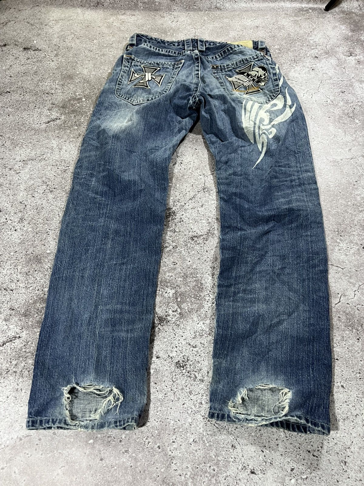 Flagstuff Vintage Choppers Style Y2K distressed faded pants Denim Size US 34 / EU 50 - 4 Thumbnail