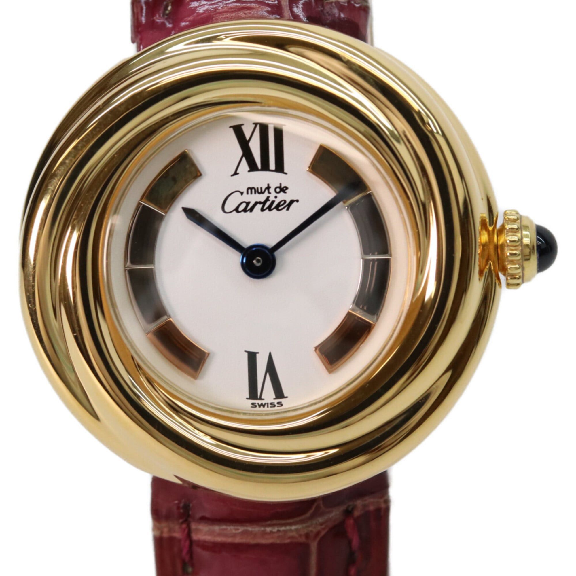 Cartier Cartier 925 W1010644 Must Trinity Vermeil SM Side Quartz Watch Gold White Dial Ladies Size ONE SIZE - 1 Thumbnail
