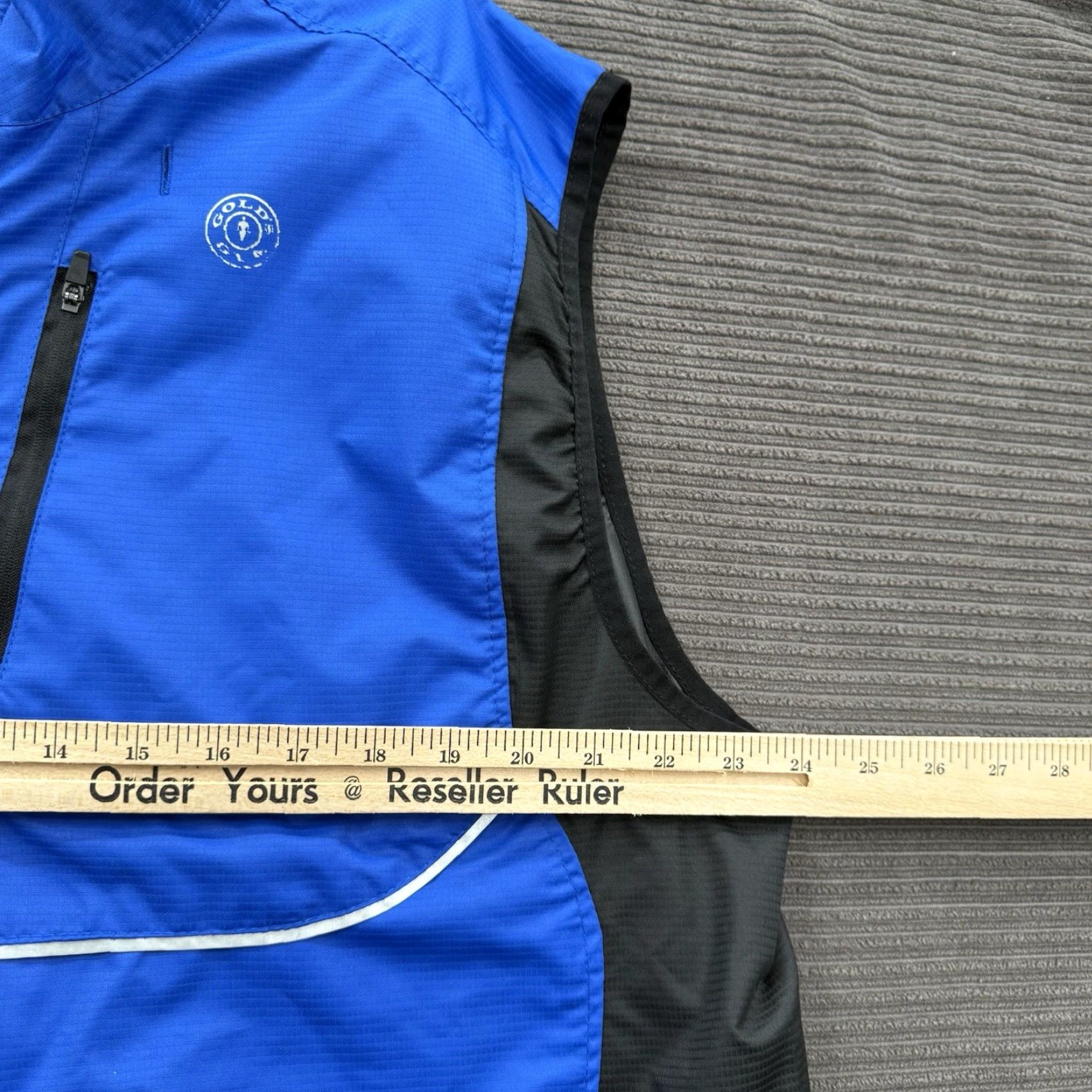 Vintage Gold's Gym Vest Men XL Black Blue Polyester Full Zip Workout Gym Training Vest Men's XL Black Blue Full Zip Size US XL / EU 56 / 4 - 7 Thumbnail