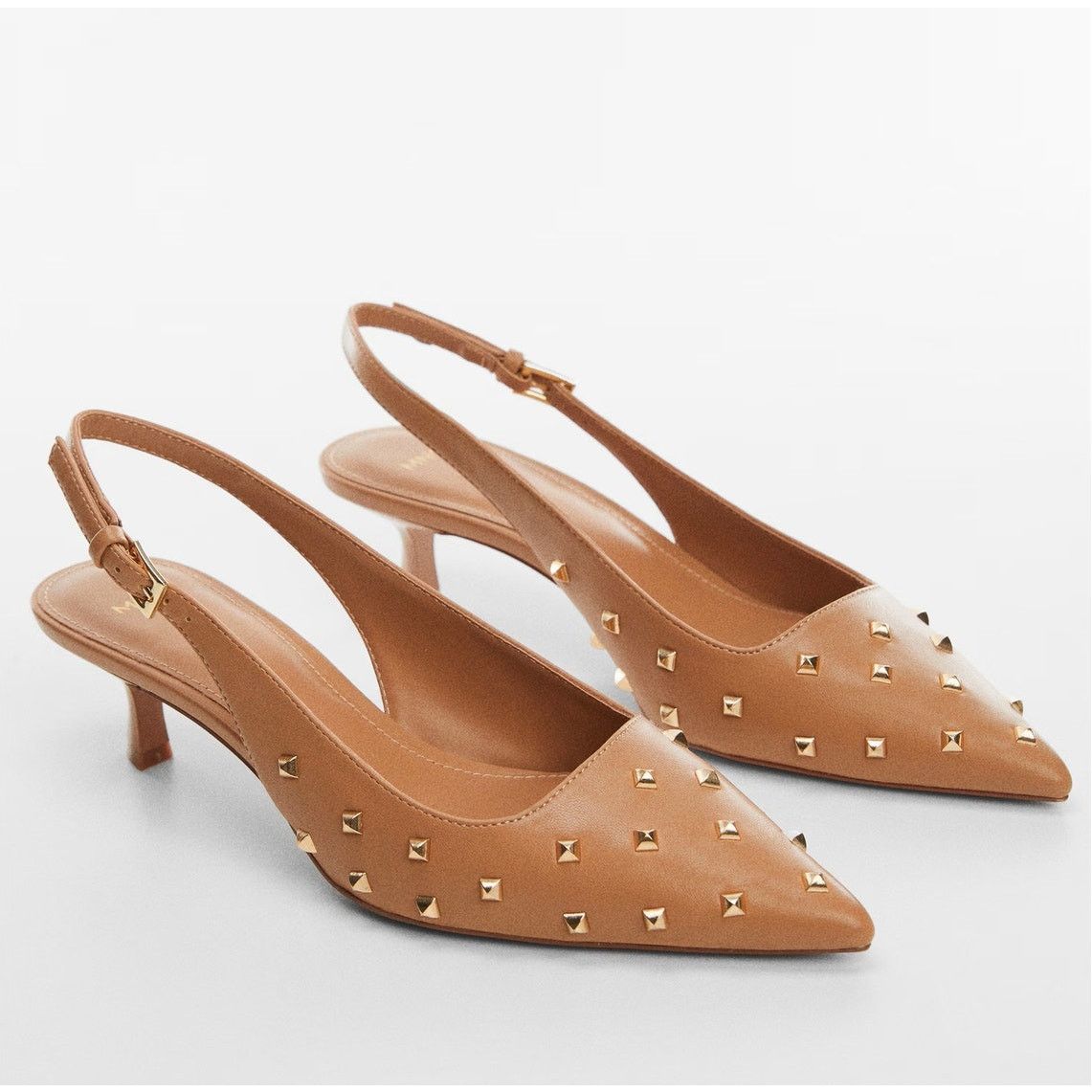 Zara Mango Studded Pointed Toe Slingback Kitten Heels NWT Size US 9.5 / IT 39.5 - 8 Thumbnail