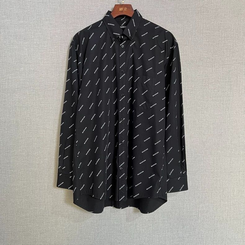 Balenciaga size 38 Black shirt with full bullet screen log