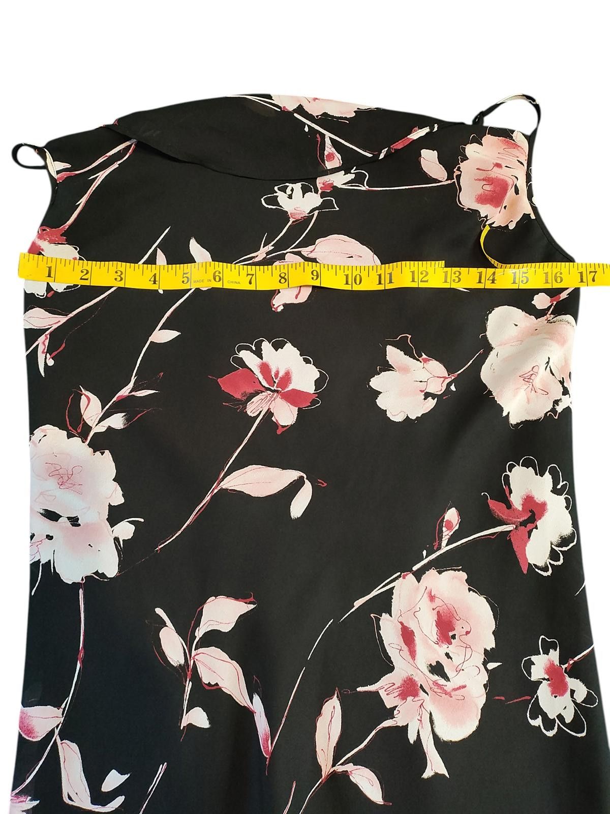 Designer New York & Company Black Floral Midi Slip Dress Size M / US 6-8 / IT 42-44 - 8 Thumbnail