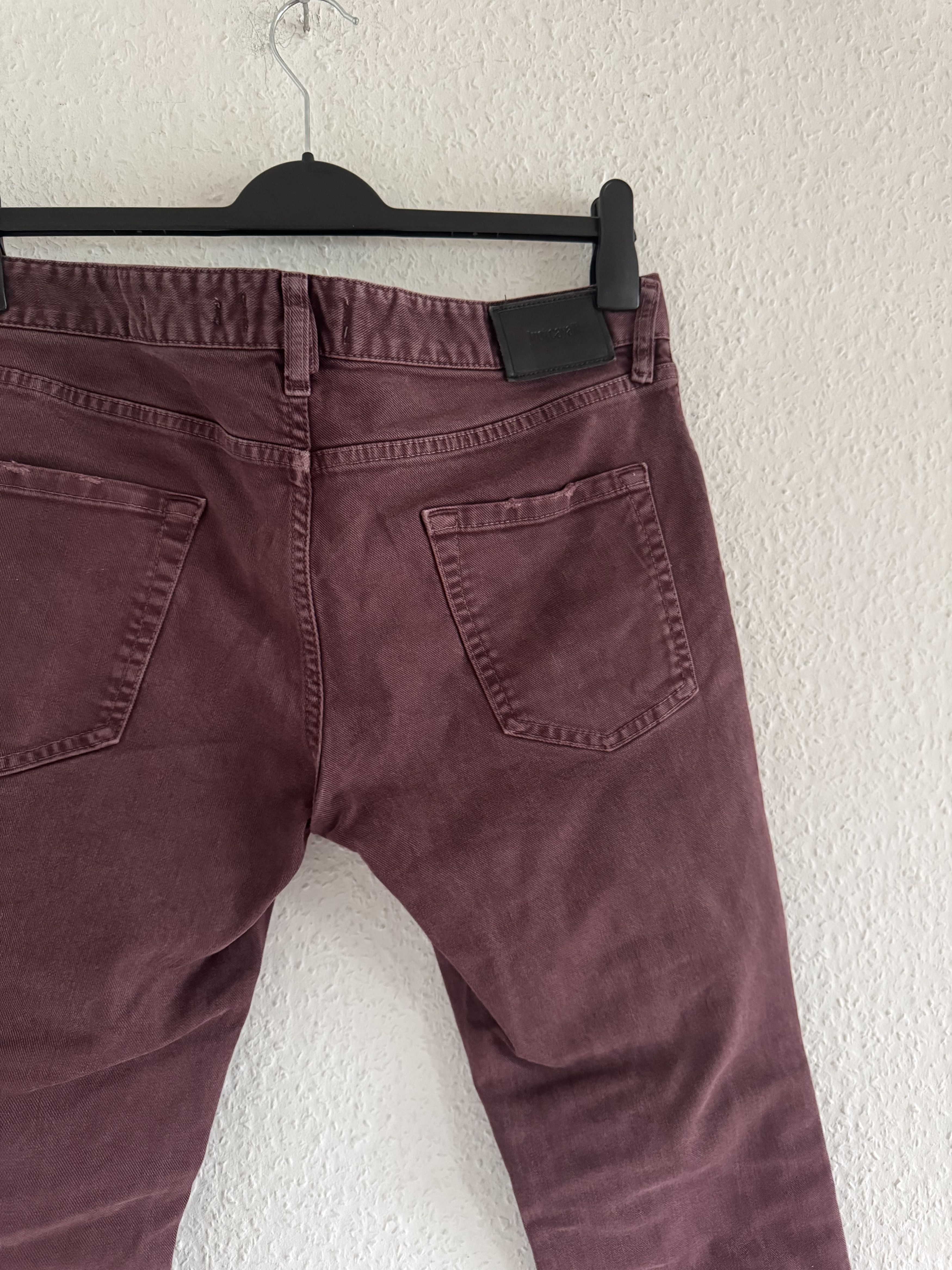 Just Cavalli Burgundy Distressed Slim Jeans Size US 33 - 15 Thumbnail