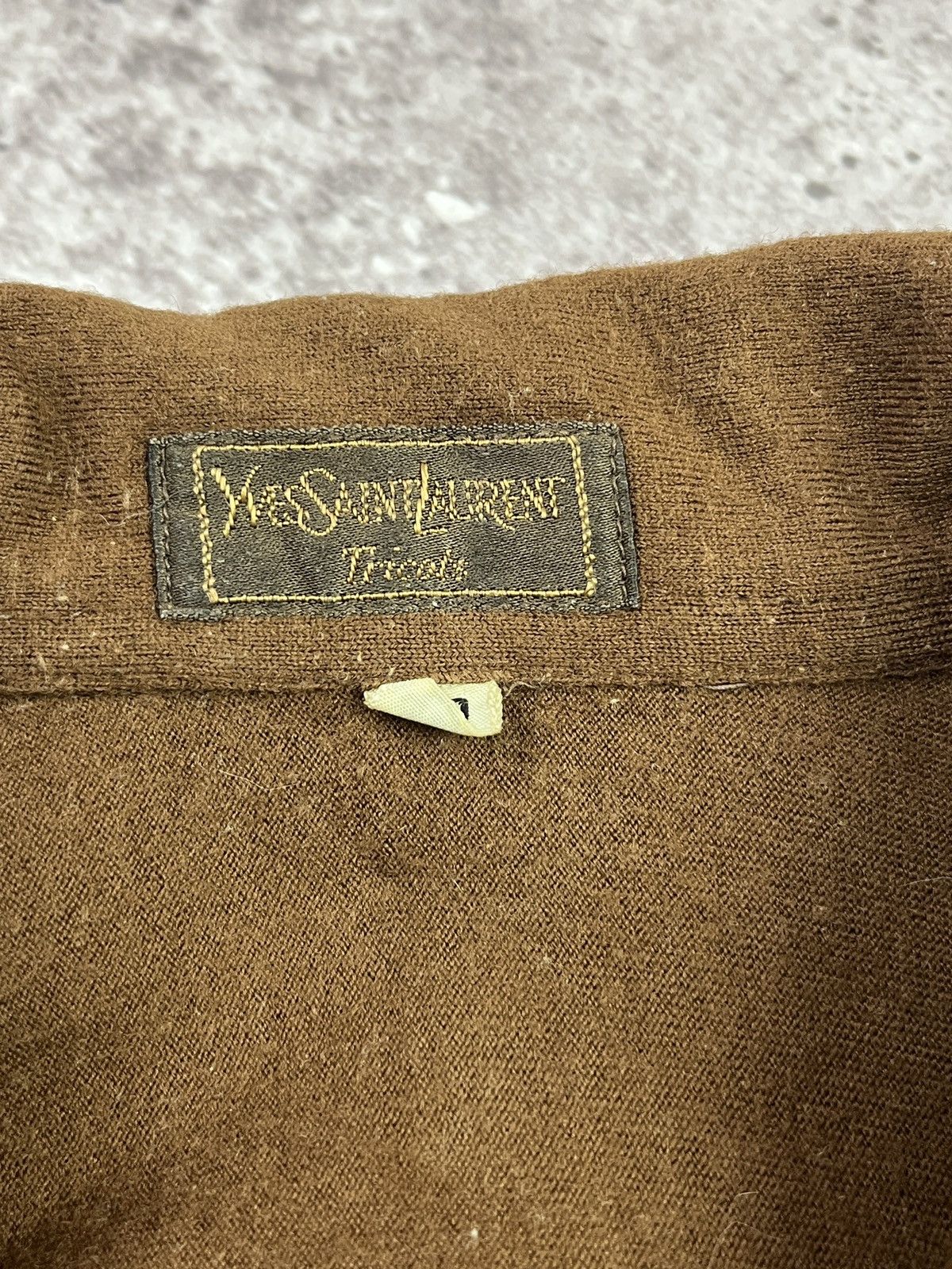 Yves Saint Laurent Vintage YSL Wool Shirt Brown Logo Italy Tricots Designer Size M / US 6-8 / IT 42-44 - 7 Thumbnail