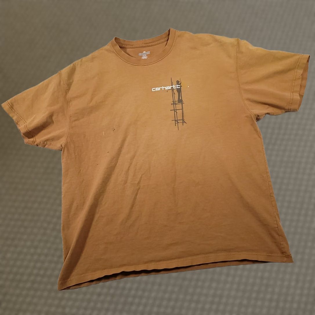 Carhartt VINTAGE Carhartt T-Shirt Mens 2XL Brown Graphic Short Sleeve Work Grunge Double Sided Size US XXL / EU 58 / 5 - 1 Thumbnail
