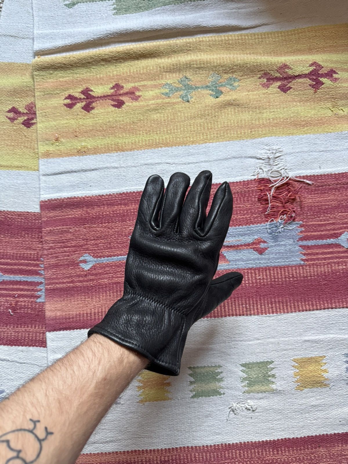 Carhartt Vintage 90’s Carhartt Genuine Deerskin Leather Black Gloves Size ONE SIZE - 1 Thumbnail
