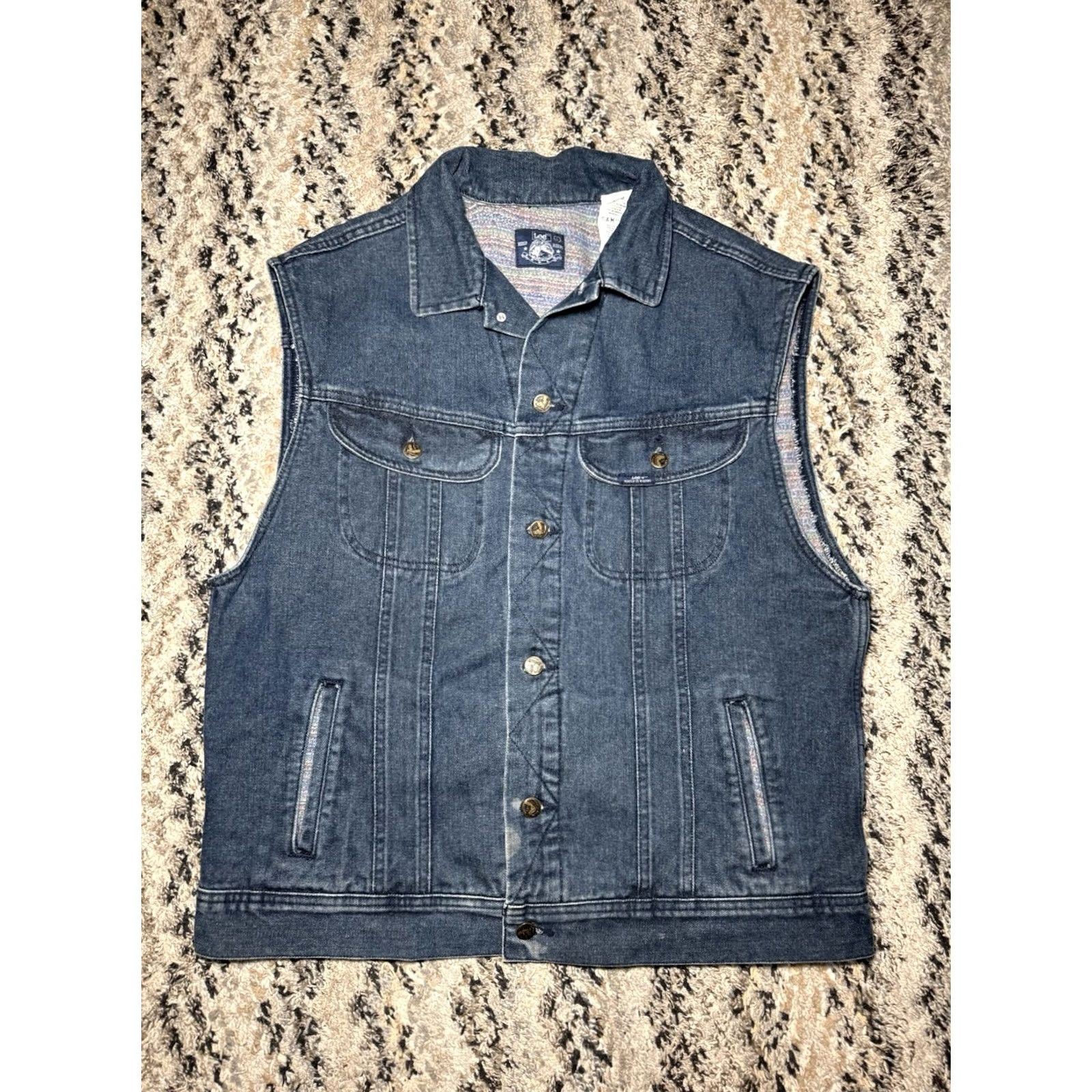 Lee 90s Lee Denim Trucker Vest - Mens Large, Lined, Vintage Size US L / EU 52-54 / 3 - 6 Thumbnail