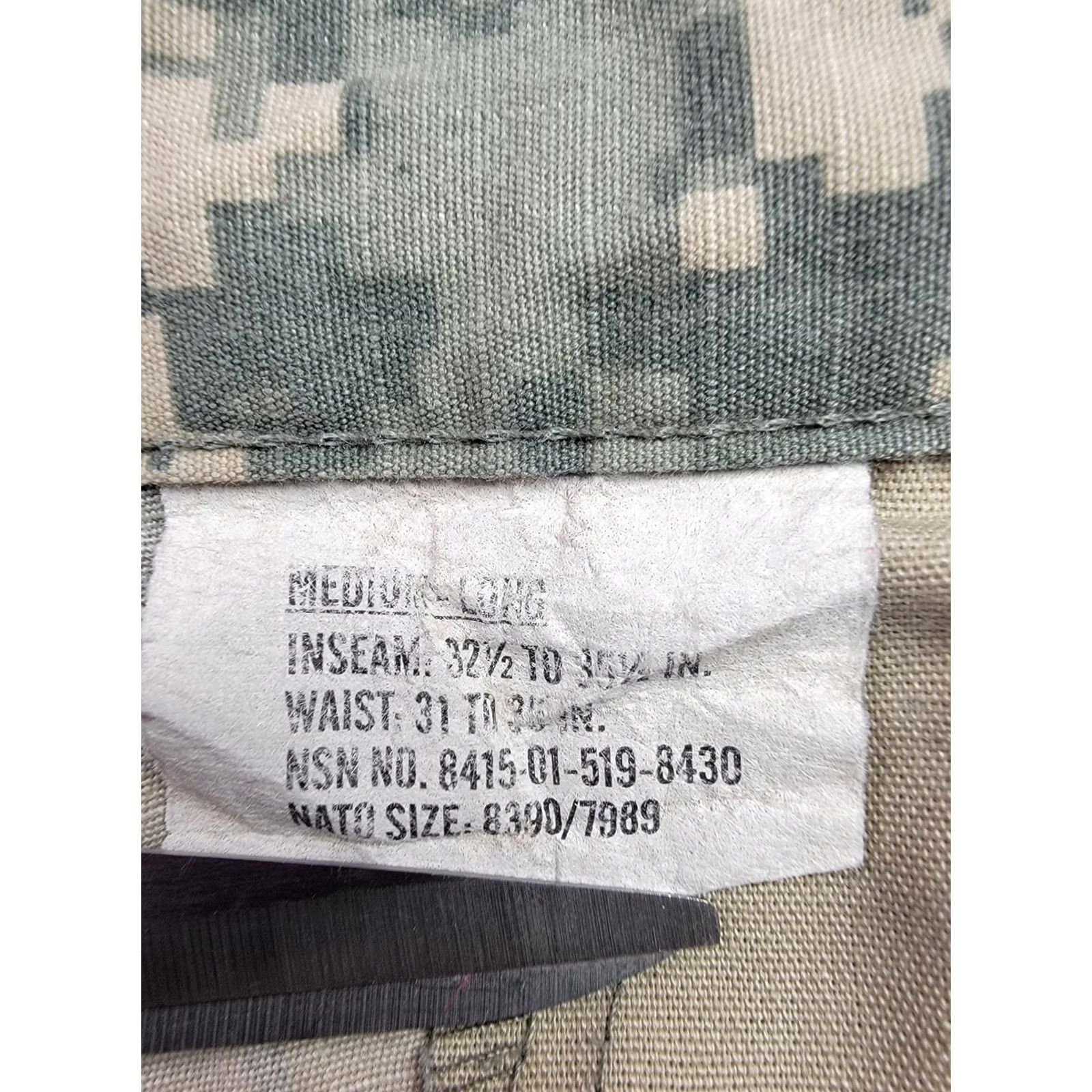 Vintage Tulahuma Industries LLC Army Combat Uniform Pants Mens M Long Ripstop Camouflage ACU Cargo 32x32.5in Khakis Pockets Adjustable Waist Size US 31 - 5 Thumbnail