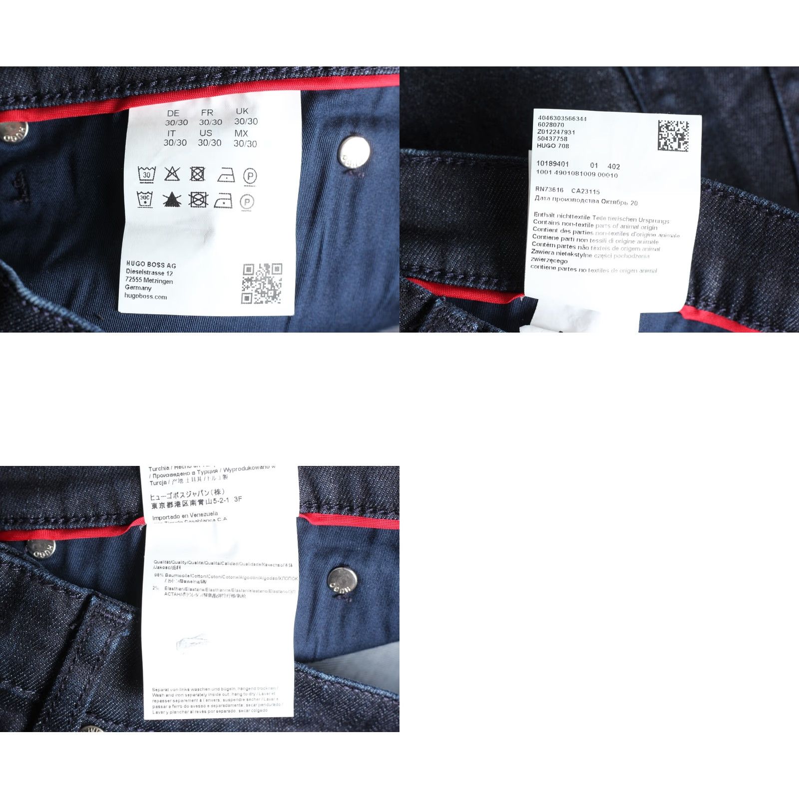 Hugo Boss HUGO BOSS Jeans Men Slim Straight Stretch 708 W30 L30 Blue 5-Pocket Denim Tapered Rise Mid 10-12 in Regular Size 30 Zip Belt Loops Size US 30 / EU 46 - 8 Thumbnail
