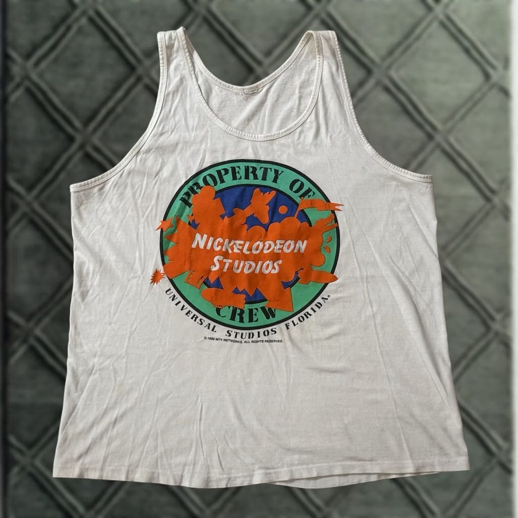 Nickelodeon VINTAGE Nickelodeon Studios Tank Top Spongebob Nickelodeon MTV Hey Arnold 90s Cartoon 2XL White Mens Tank Top Size US XXL / EU 58 / 5 - 1 Thumbnail