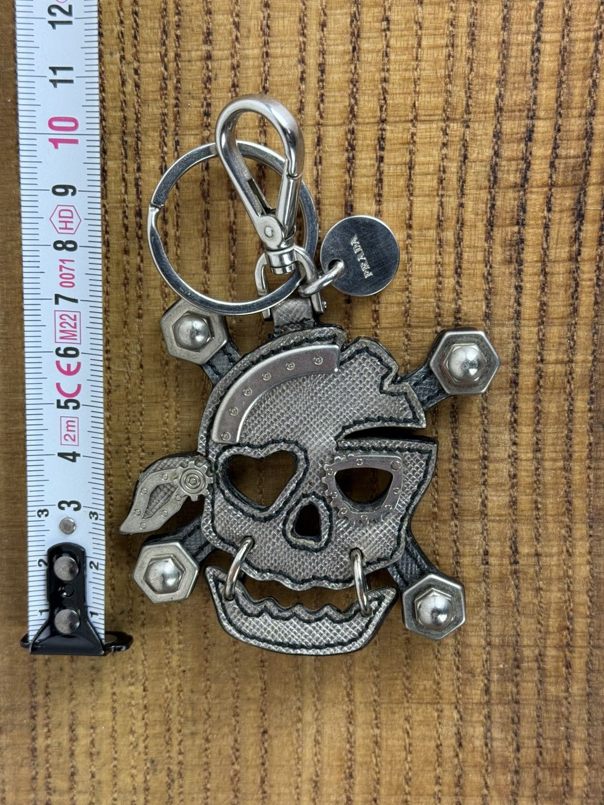 Prada Prada Orc Ogre Leather Metal Bag Charm Key Holder In Grey Size ONE SIZE - 7 Thumbnail