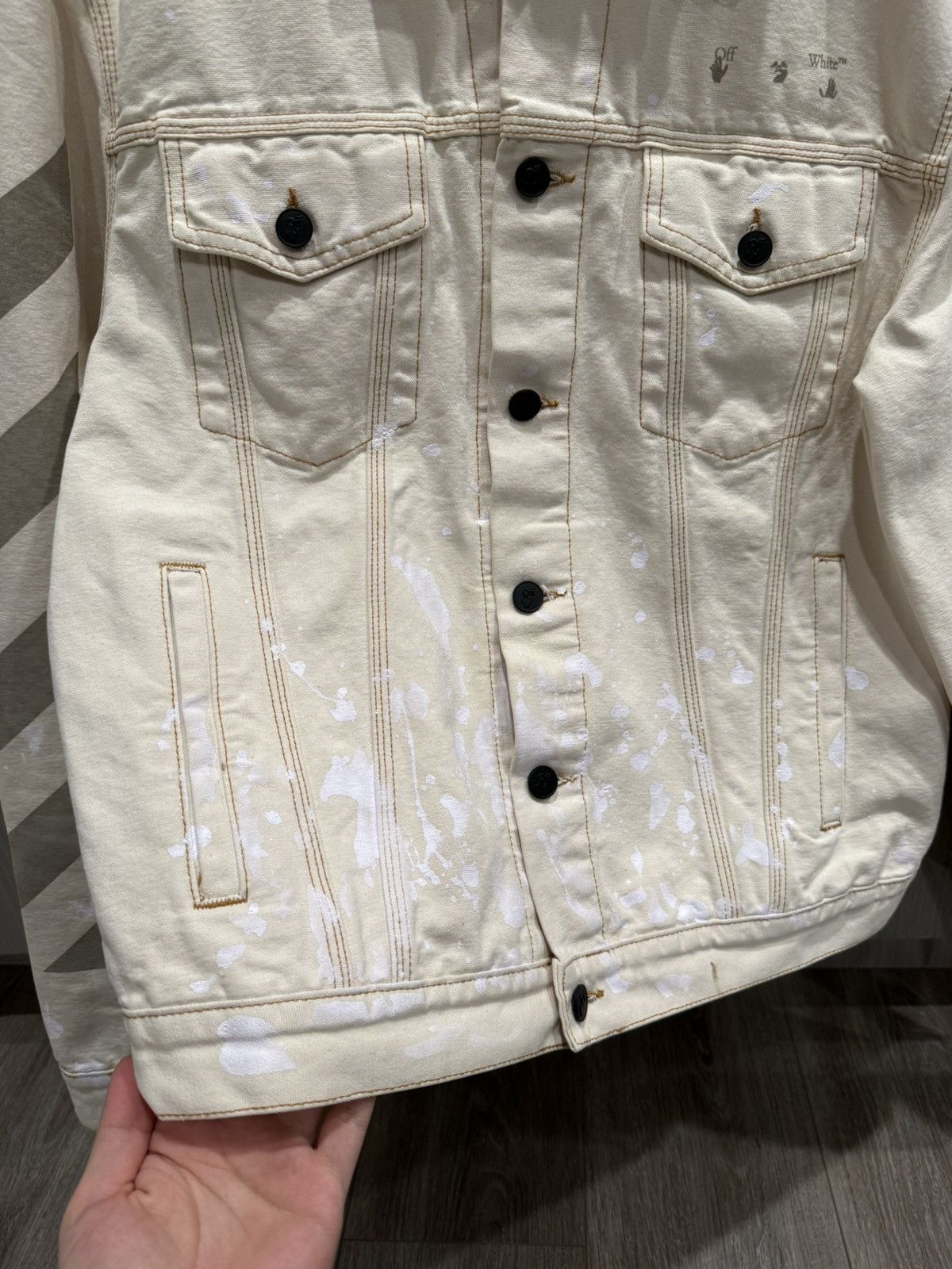 Off-White Off White Beige Painter Denim Jacket Size US XL / EU 56 / 4 - 4 Thumbnail