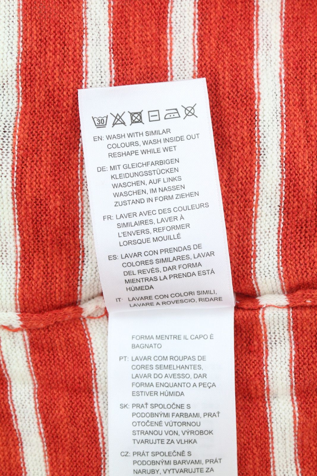 Gant BRETON STRIPE CREW XS Blood Orange Linen Blend 88070 Size XS / US 0-2 / IT 36-38 - 8 Thumbnail