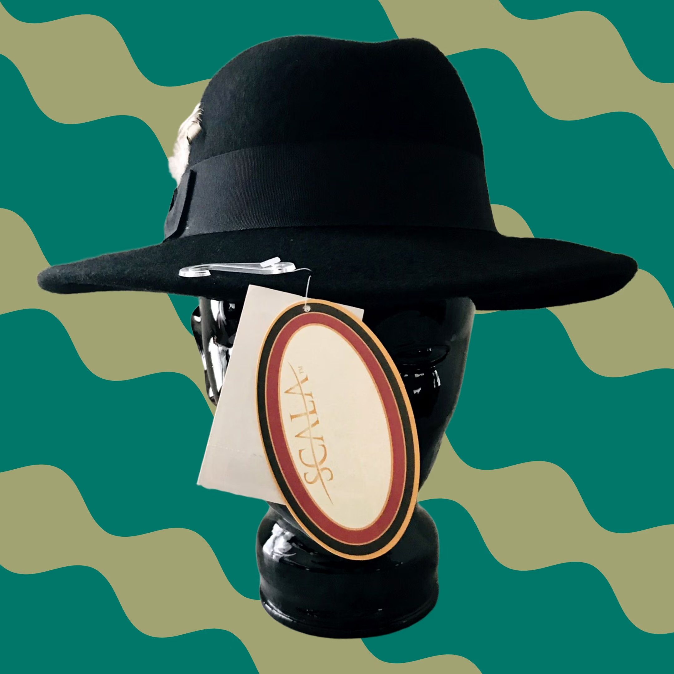 Vintage Scala Pronto Crushable Black Wool Feather Bow Wide Brim Fedora Hat - Fedora - Women - One Size - Black - Wool - Bow - Feather Size ONE SIZE - 1 Thumbnail