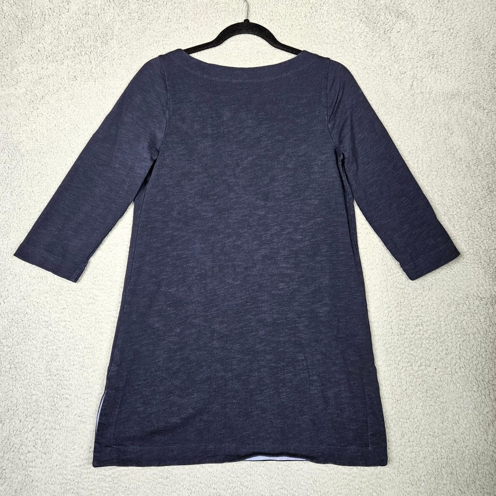 J.Crew J.CREW Women's Tunic Shirt V-neck Navy Blue 3/4 Sleeve Size S Floral Cotton Blend Top Size S / US 4 / IT 40 - 2 Thumbnail