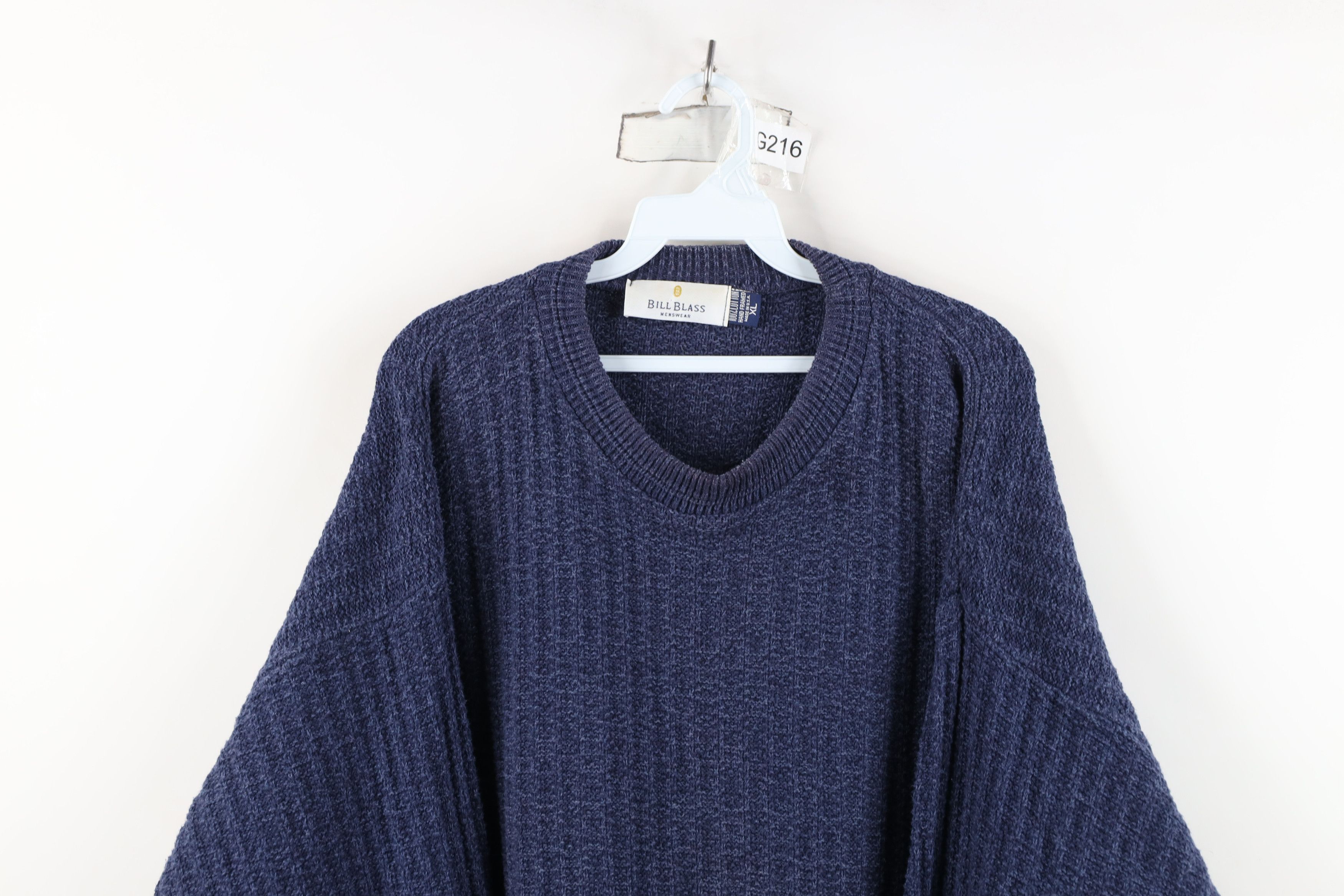 Vintage Vintage 90s Streetwear Cotton Ribbed Knit Sweater Blue USA Size US XL / EU 56 / 4 - 2 Thumbnail