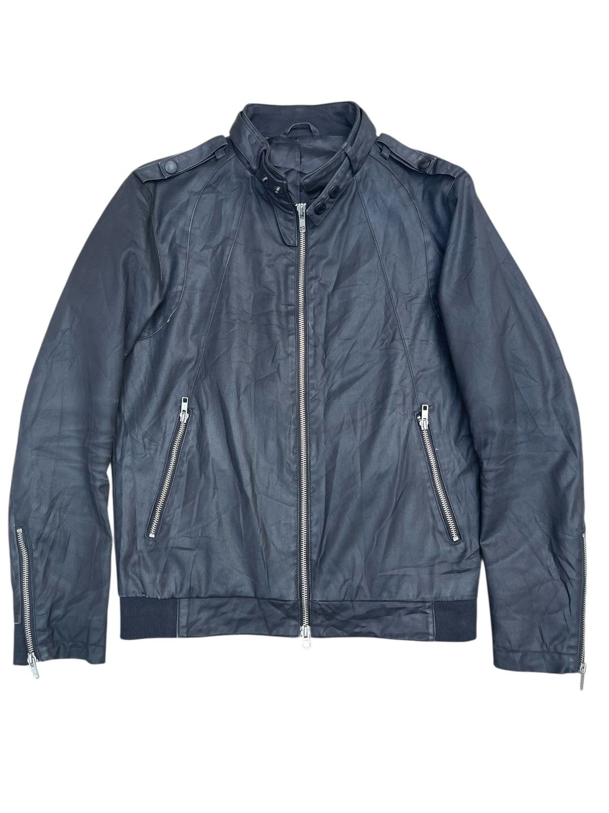 Japanese Brand × SHIPS × Ships Jet Blue SHIPS Jet Blue Leather Biker Jacket – Zip Cuffs & Epaulettes Size US S / EU 44-46 / 1 - 1 Thumbnail