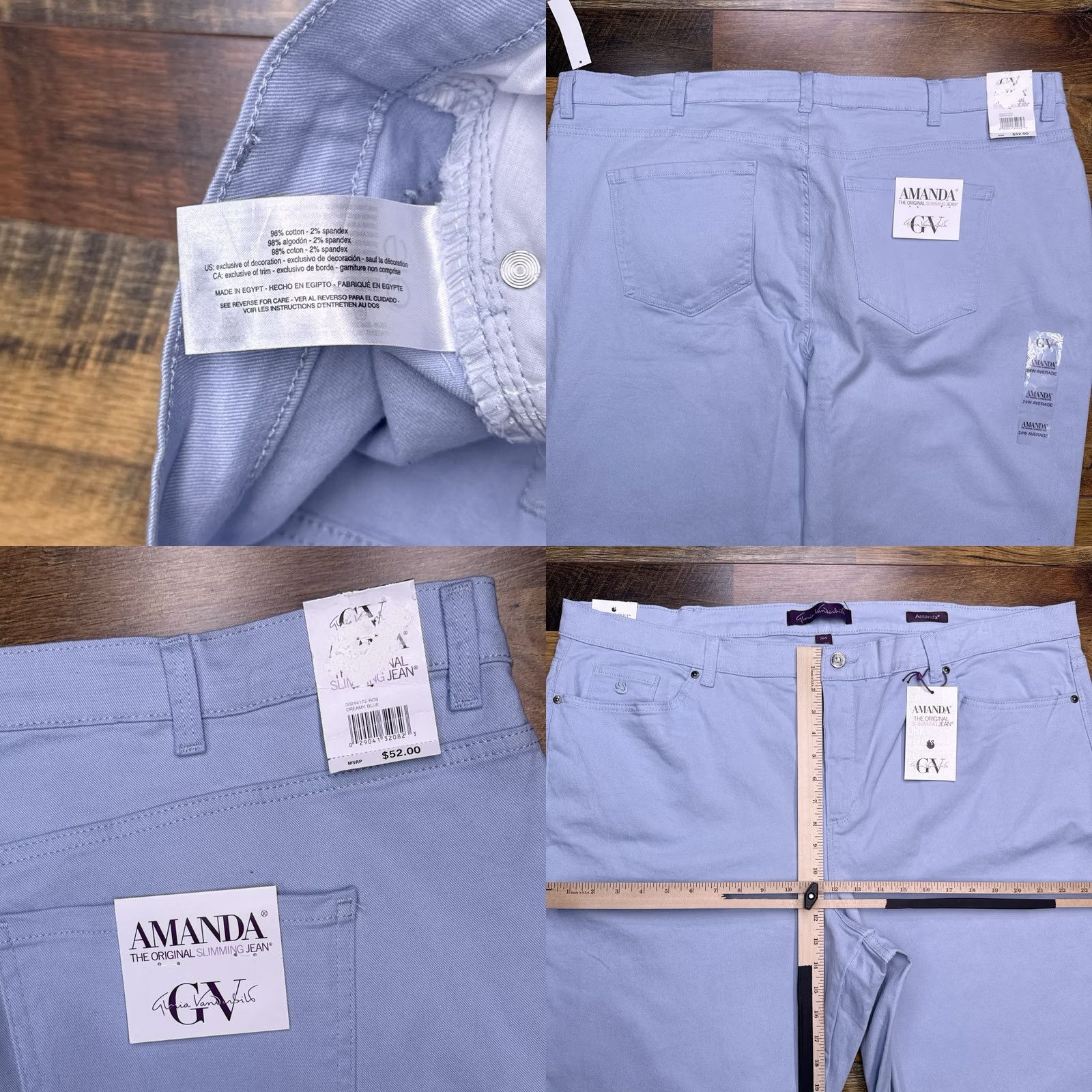 Gloria Vanderbilt Gloria Vanderbilt Amanda Jeans 24W Blue Classic Rise Tapered Leg Womens Plus 28in 5-Pocket Denim Cotton Spandex Size 42" / US 20 - 8 Thumbnail