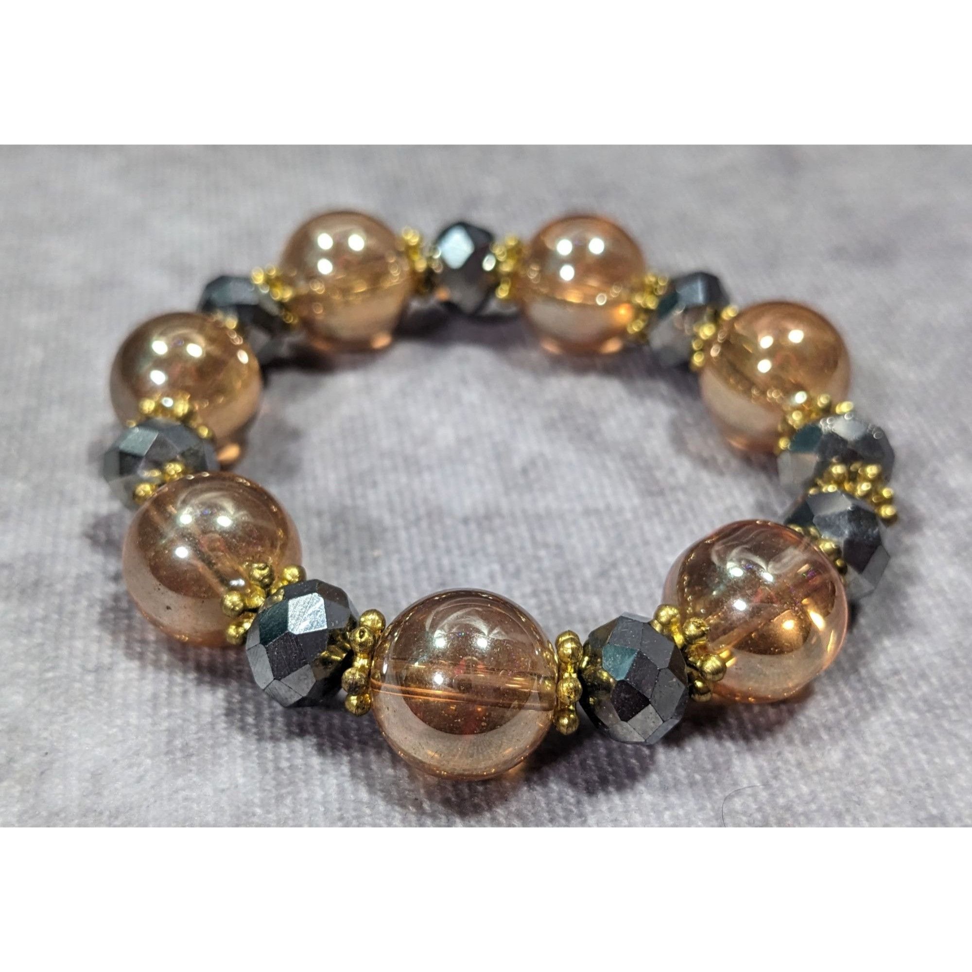 Other Whimsical Silver And Gold Tone Glass Beaded Bracelet Size ONE SIZE - 9 Thumbnail