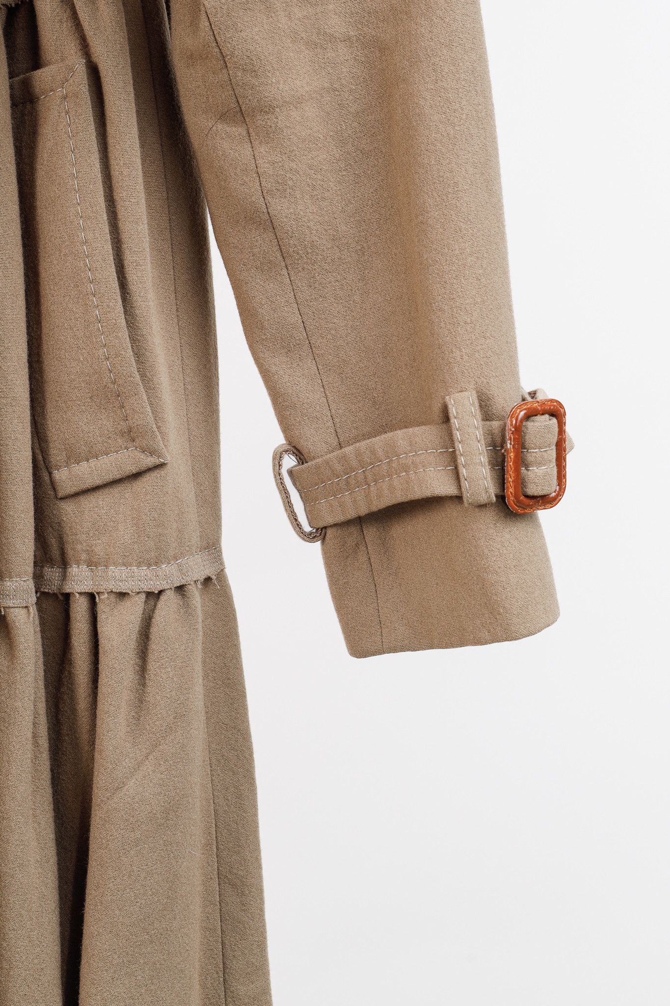 Moschino Moschino Tiered Wool Camel Trench-Style Coat Size S / US 4 / IT 40 - 7 Thumbnail