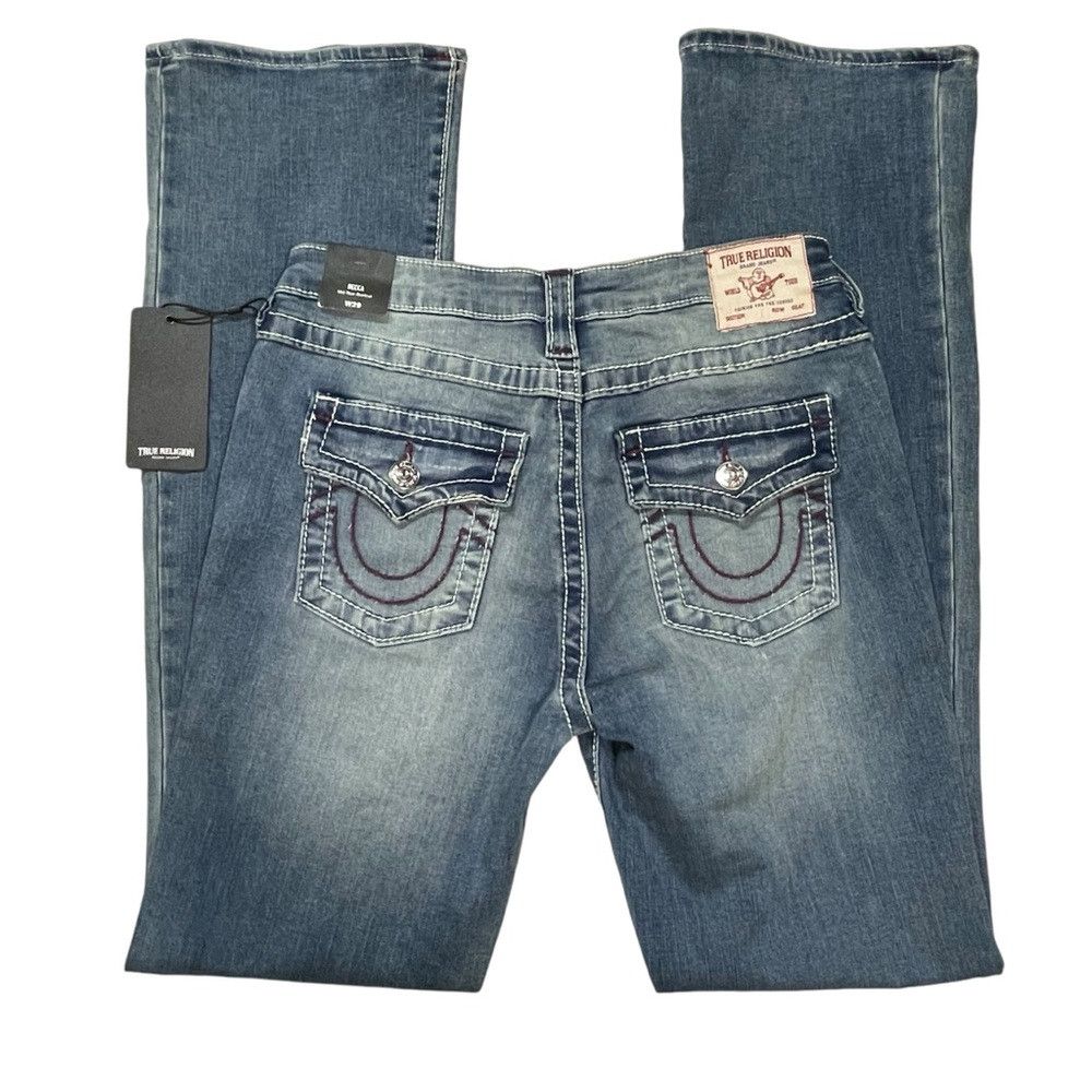 True Religion NWT New $199 True Religion BECCA BIG T STITCH BOOTCUT JEAN Size 29" - 4 Thumbnail