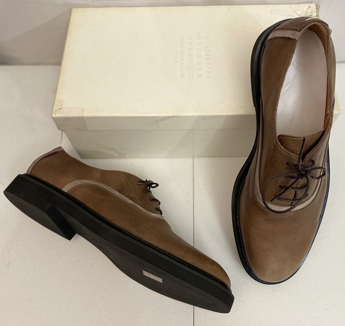 Maison Margiela Maison Margiela 22 🇮🇹 Brown Leather Suede Trim Oxfords 13 New Size US 13 / EU 46 - 6 Thumbnail