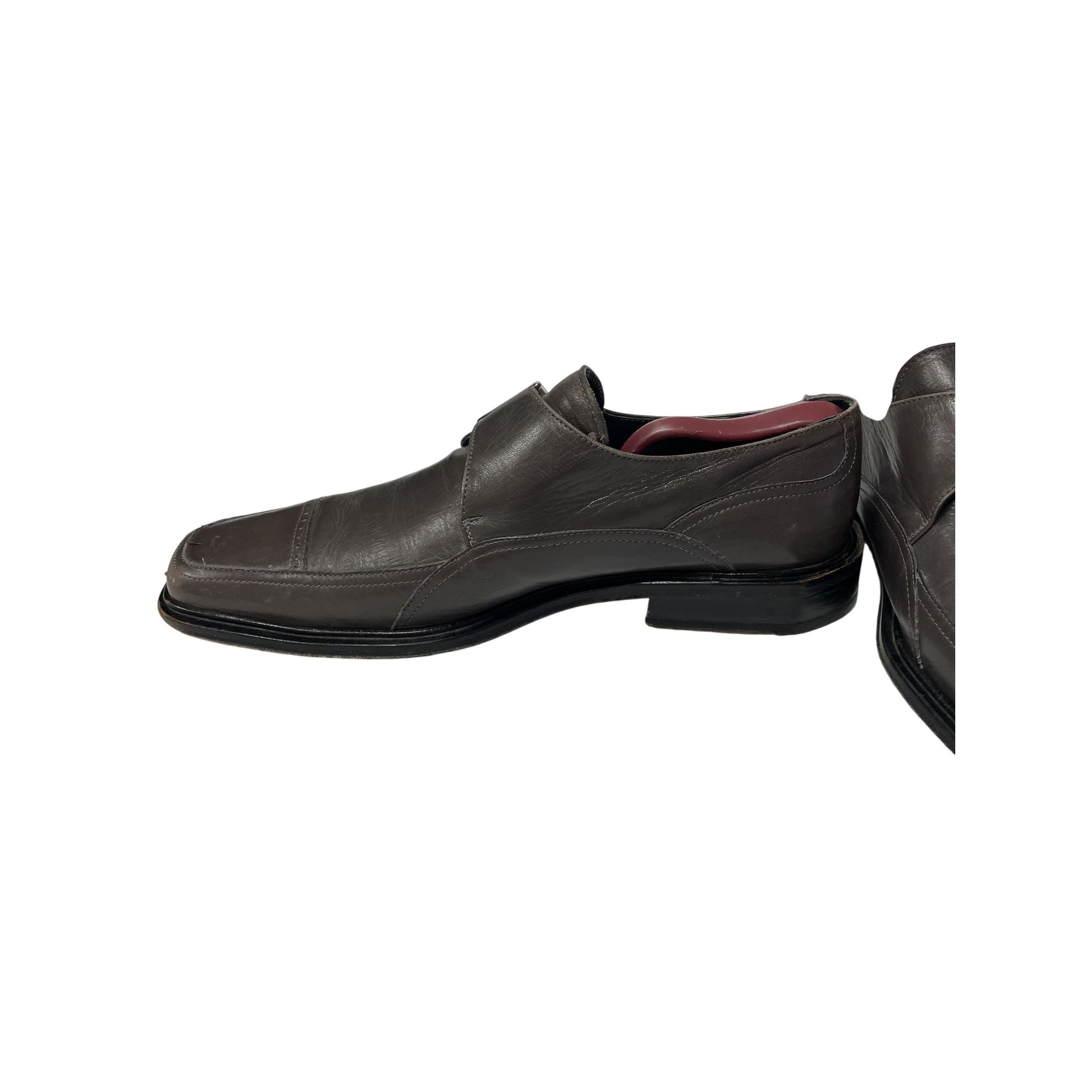 Other Vtg David Eden HANDMADE Gray Leather MONK STRAP Loafers Size US 8 / EU 41 - 13 Thumbnail