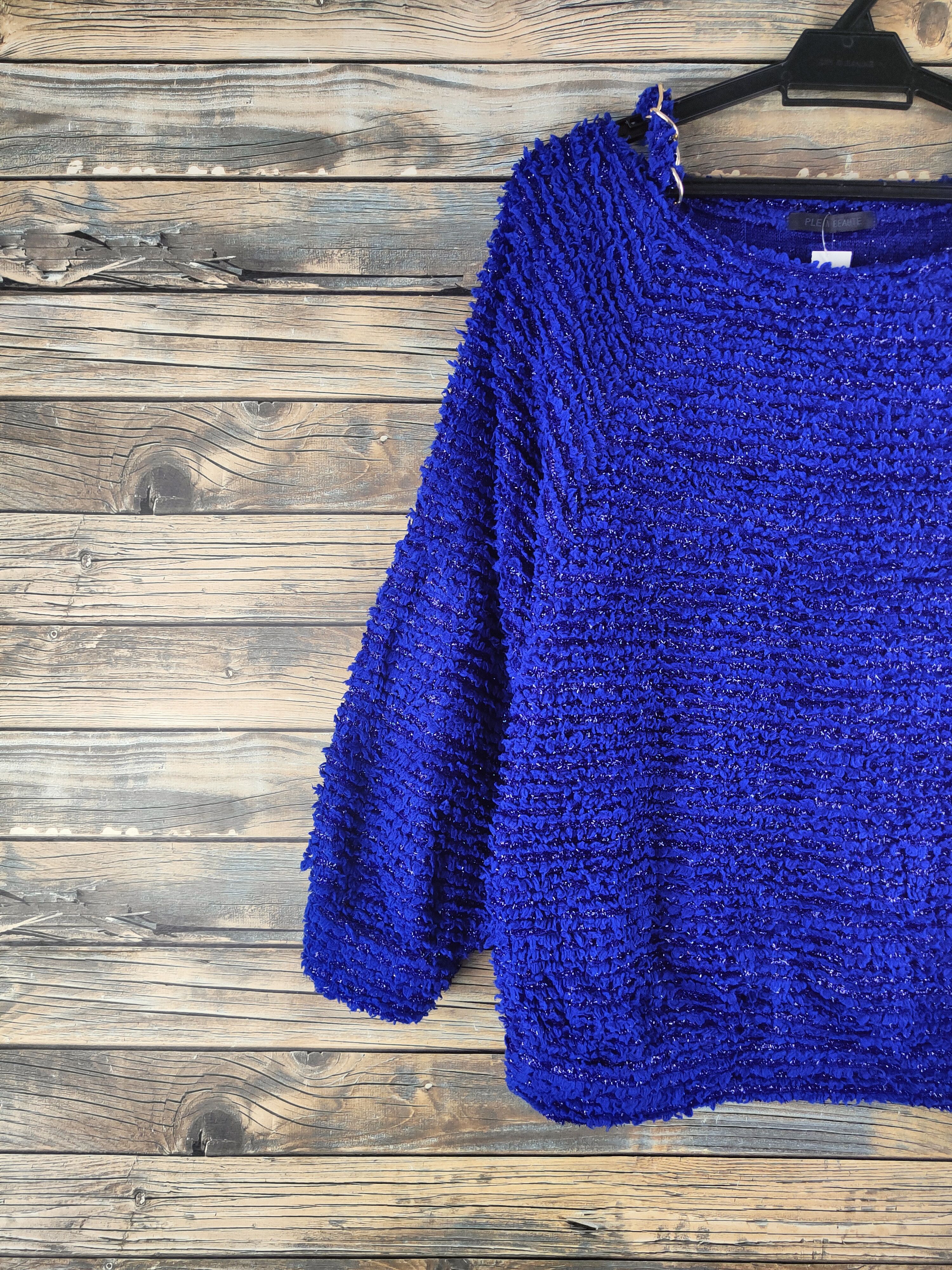 Japanese Brand Plein Beaute Blue Fur Mohair Knitwear #46-907 Size M / US 6-8 / IT 42-44 - 3 Thumbnail