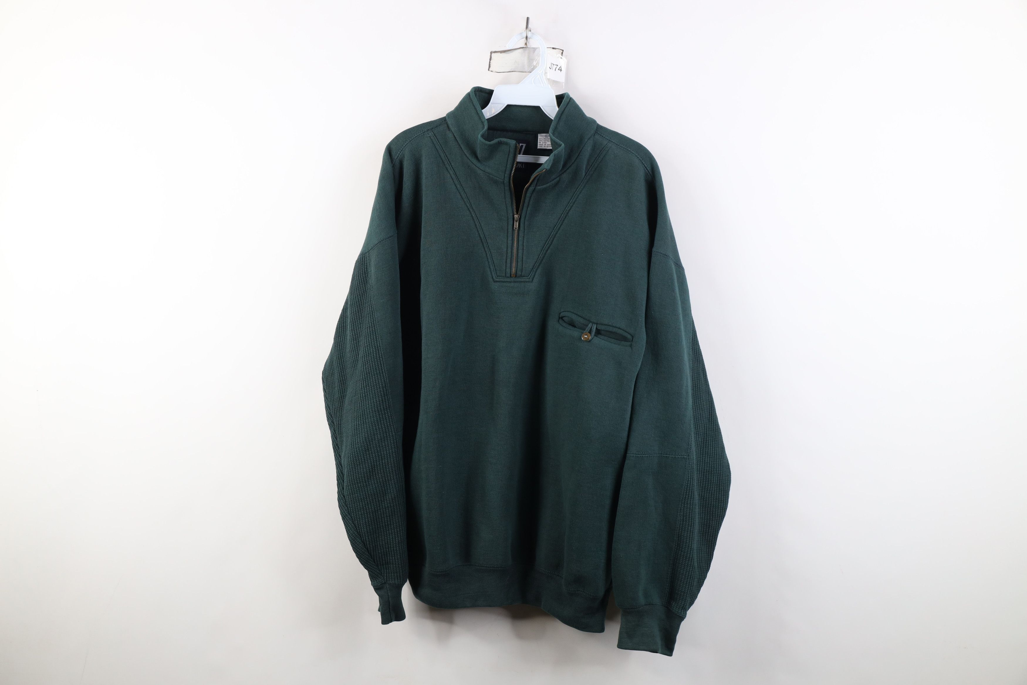 Vintage Vintage 90s Streetwear Collared Pullover Sweatshirt Green Size US XL / EU 56 / 4 - 1 Thumbnail