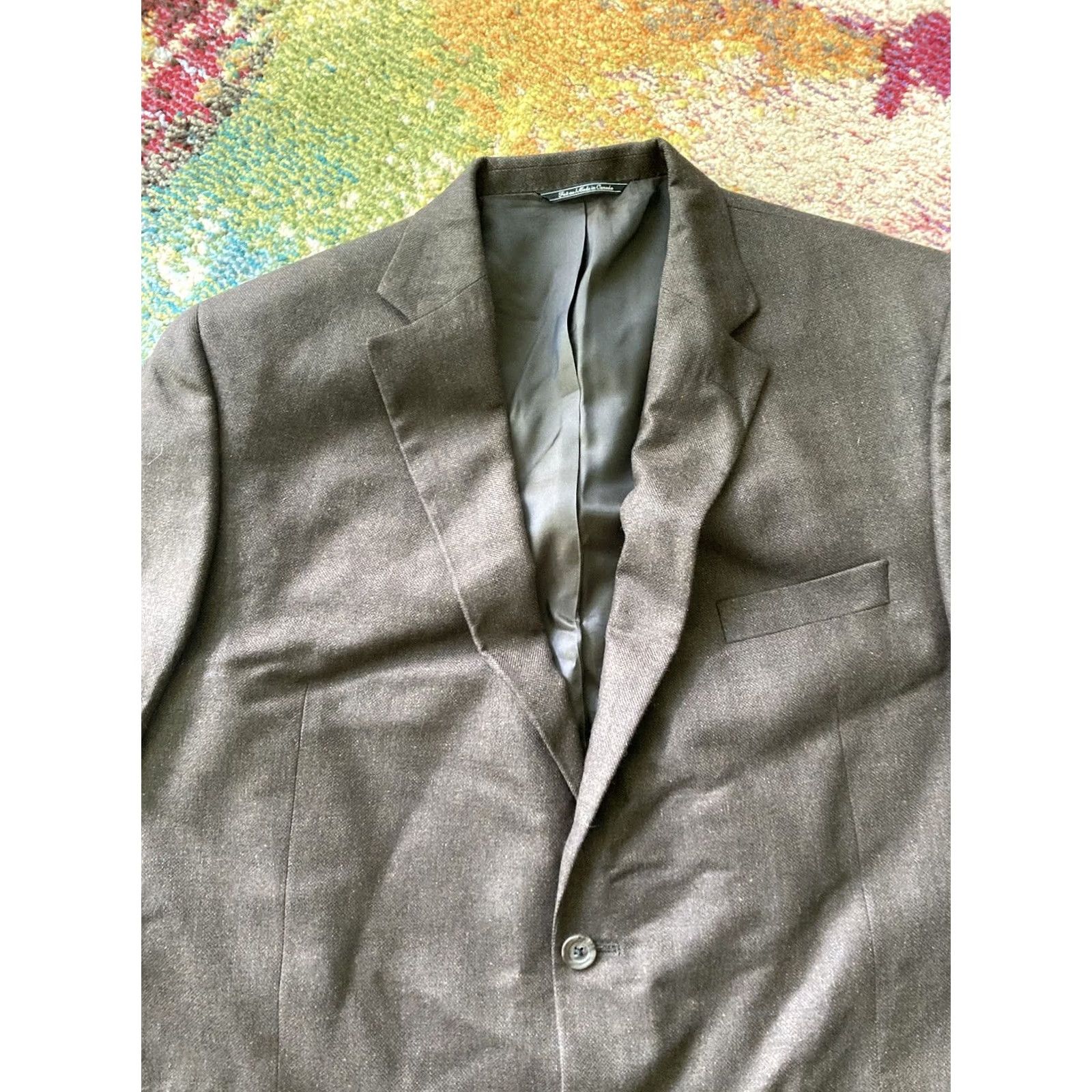 Jack Victor Jack Victor Jacket Mens 46 Brown Blazer Size 46L Long Wool Silk Button Sport Coat Size 46R - 4 Thumbnail