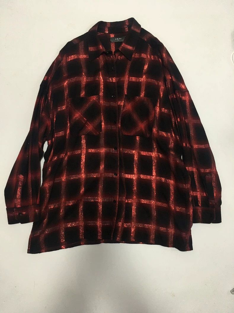 Amiri Black and red glitter pink plaid shirt S size 2501-Ne