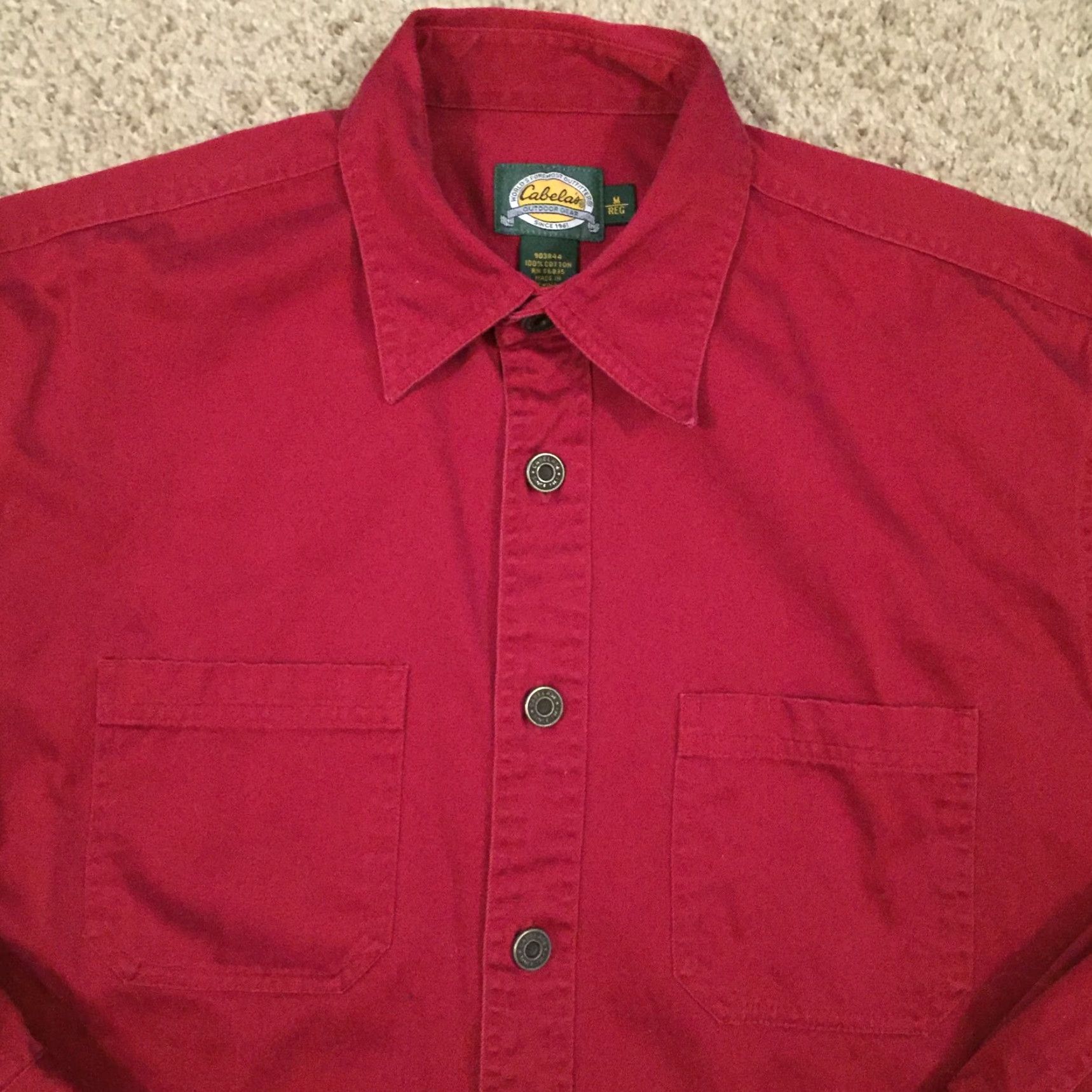 Vintage Cabela's Shirt Mens M Red Heavyweight Long Sleeve Button-Up Pockets Carded Outdoor Button-Front Collar-Point Built-In Pockets Size US M / EU 48-50 / 2 - 3 Thumbnail